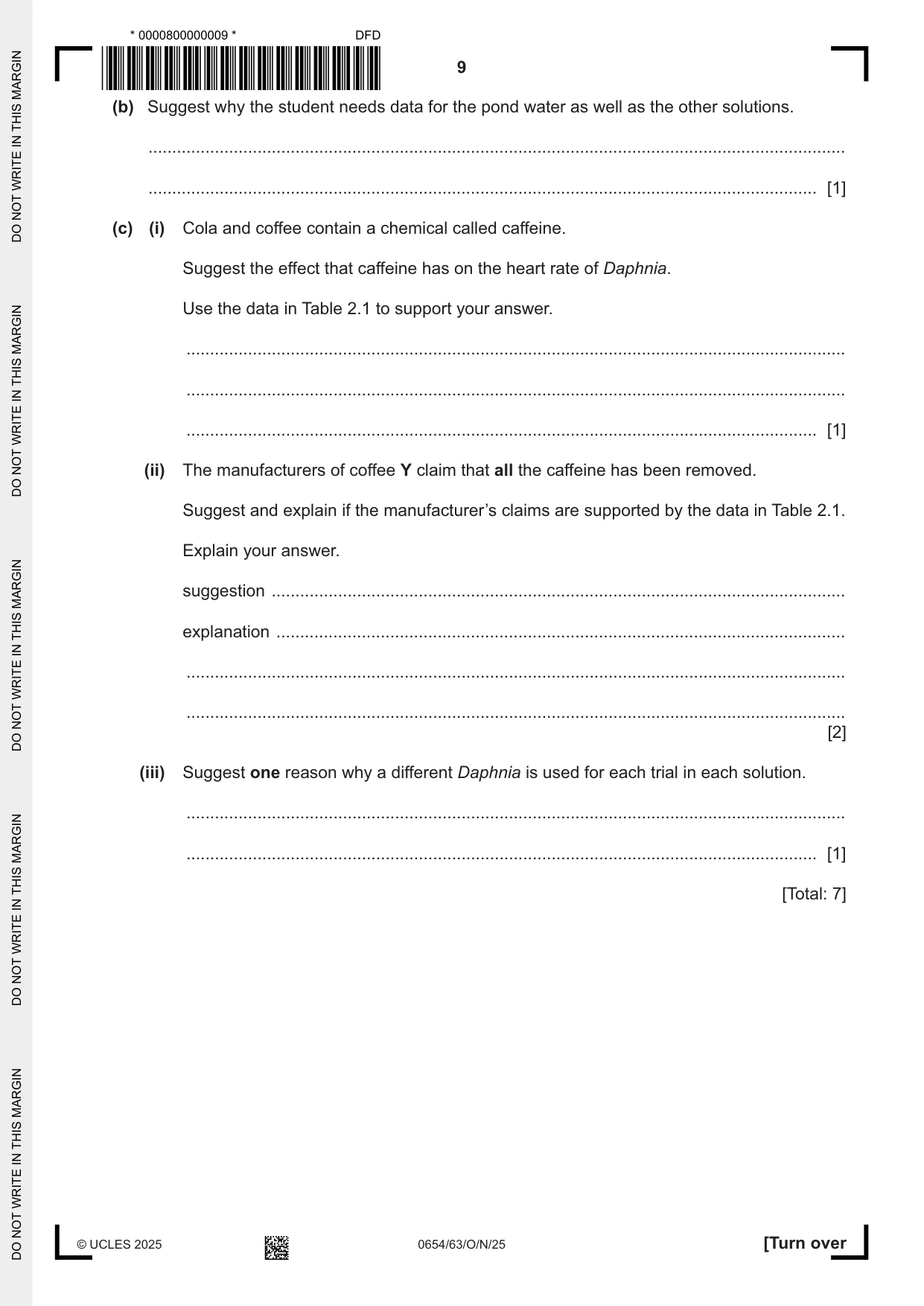 Cambridge IGCSE Sciences - Co-ordinated (Double) 0654 2025 Oct/Nov Paper 6 · Variant 3 question paper, page 9 of 24