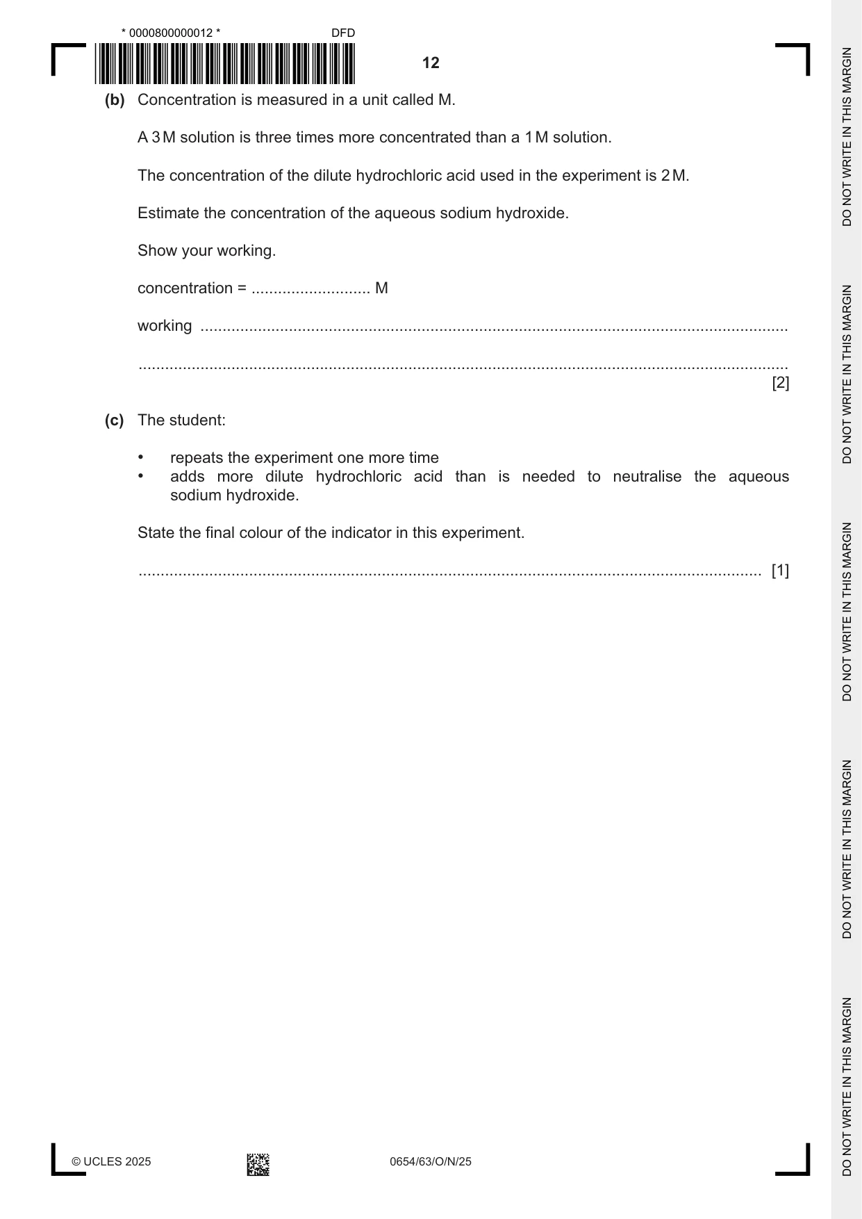 Cambridge IGCSE Sciences - Co-ordinated (Double) 0654 2025 Oct/Nov Paper 6 · Variant 3 question paper, page 12 of 24