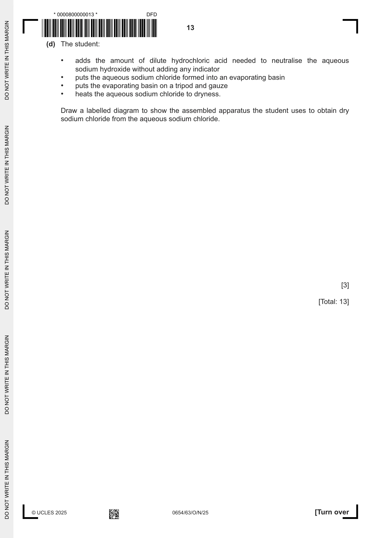 Cambridge IGCSE Sciences - Co-ordinated (Double) 0654 2025 Oct/Nov Paper 6 · Variant 3 question paper, page 13 of 24