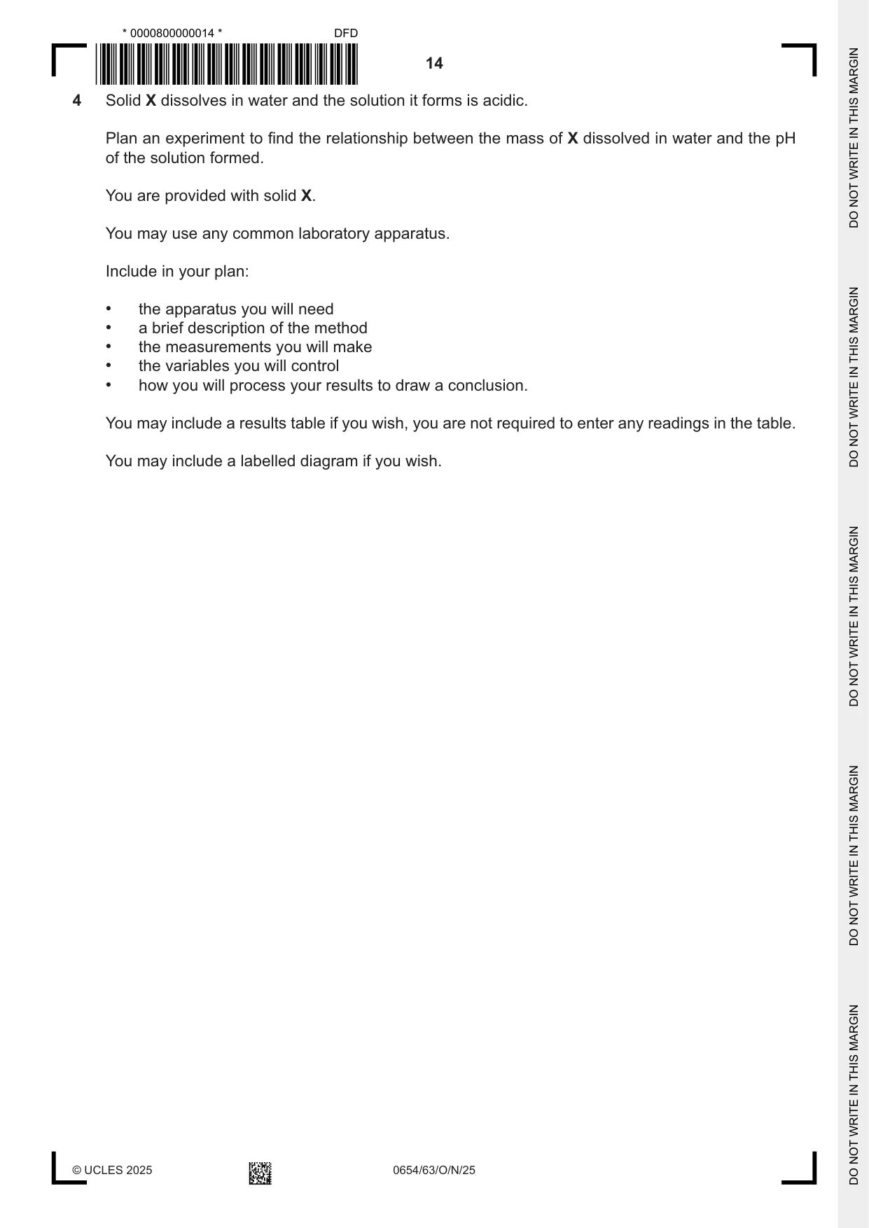 Cambridge IGCSE Sciences - Co-ordinated (Double) 0654 2025 Oct/Nov Paper 6 · Variant 3 question paper, page 14 of 24