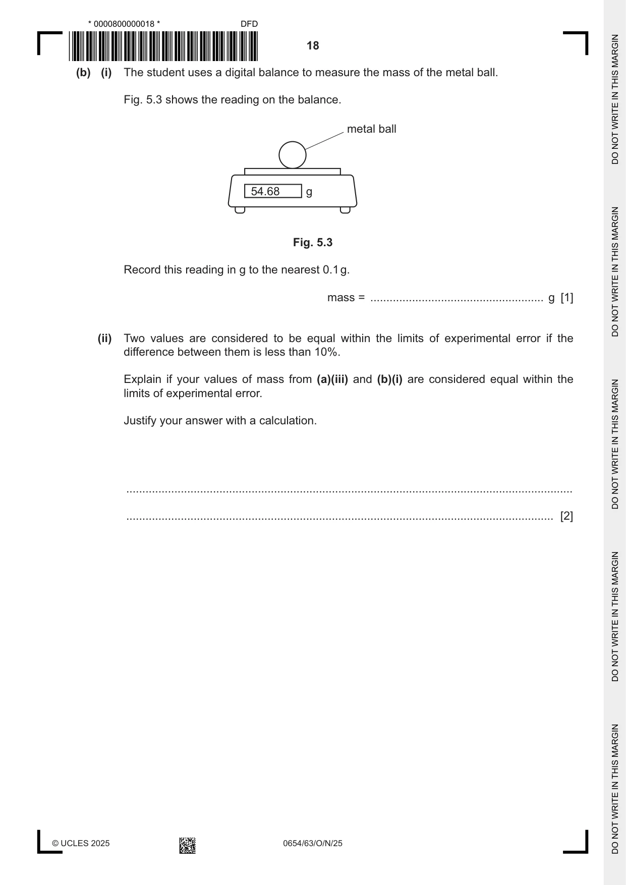 Cambridge IGCSE Sciences - Co-ordinated (Double) 0654 2025 Oct/Nov Paper 6 · Variant 3 question paper, page 18 of 24