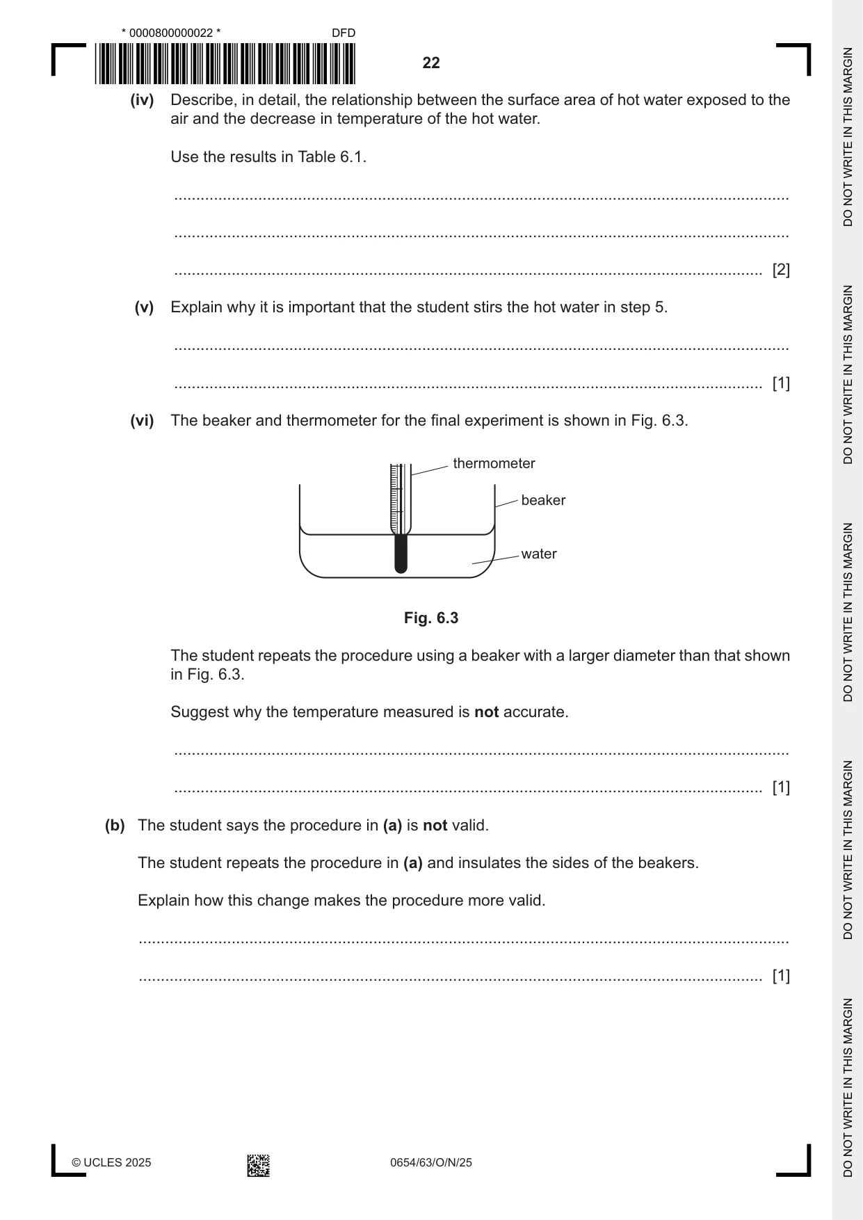 Cambridge IGCSE Sciences - Co-ordinated (Double) 0654 2025 Oct/Nov Paper 6 · Variant 3 question paper, page 22 of 24