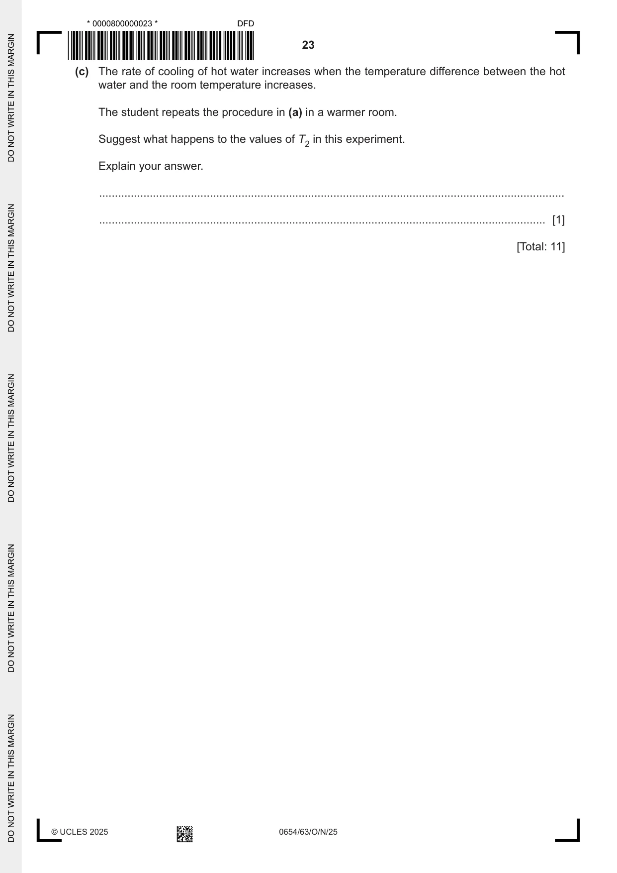 Cambridge IGCSE Sciences - Co-ordinated (Double) 0654 2025 Oct/Nov Paper 6 · Variant 3 question paper, page 23 of 24