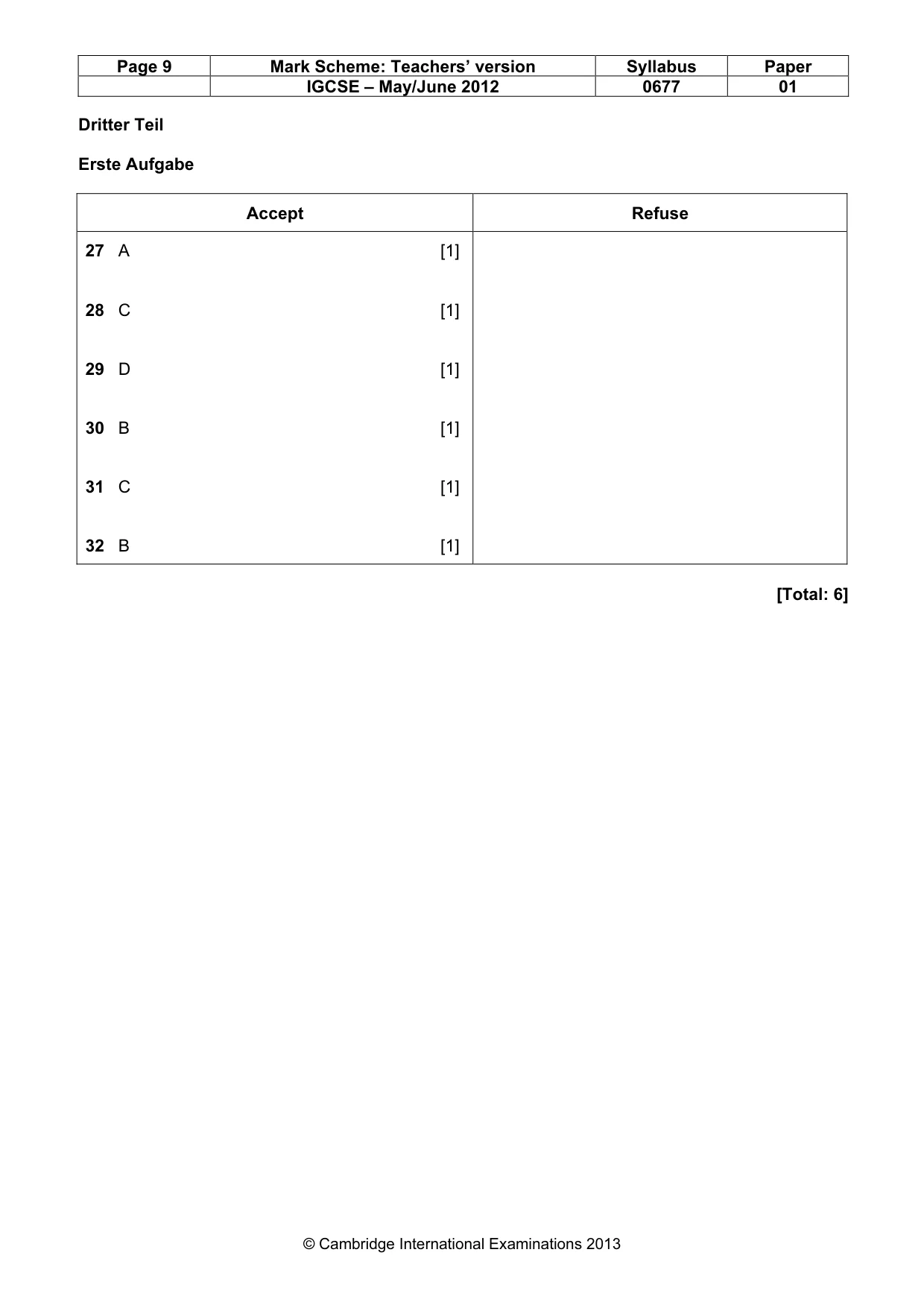 Mark scheme, page 9 of 10