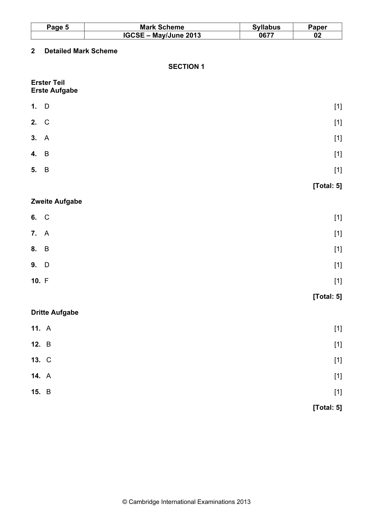 Mark scheme, page 5 of 12