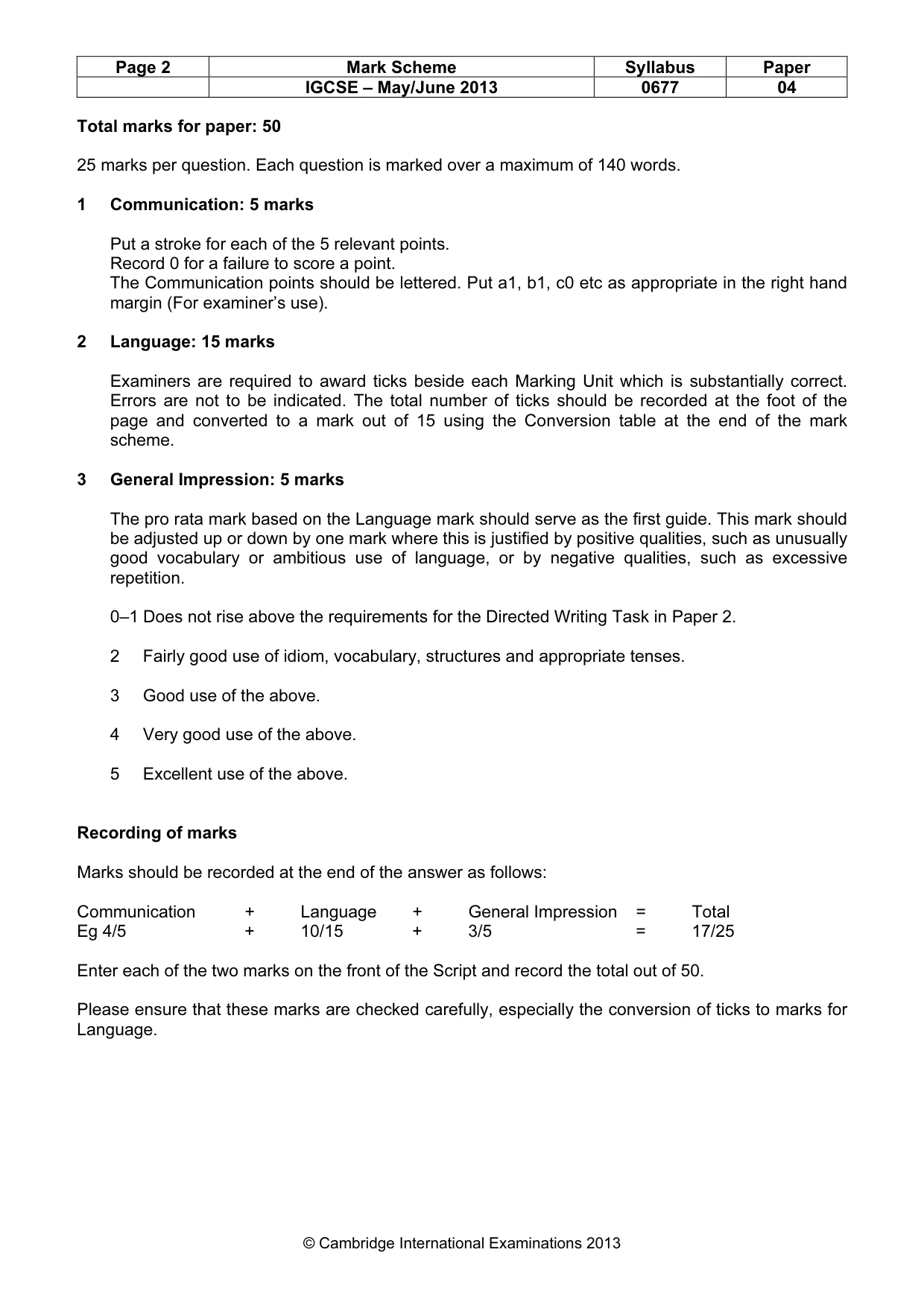 Mark scheme, page 2 of 20