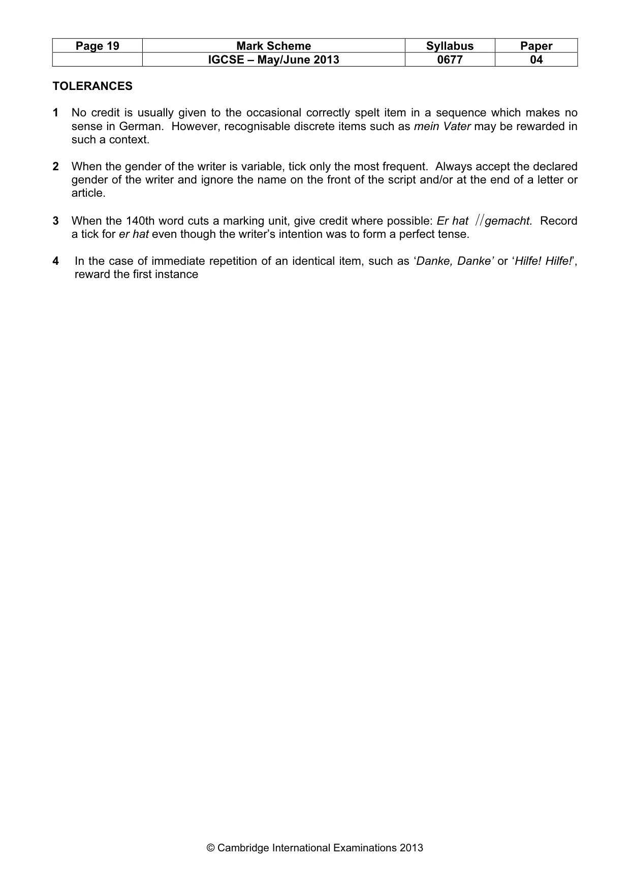 Mark scheme, page 19 of 20