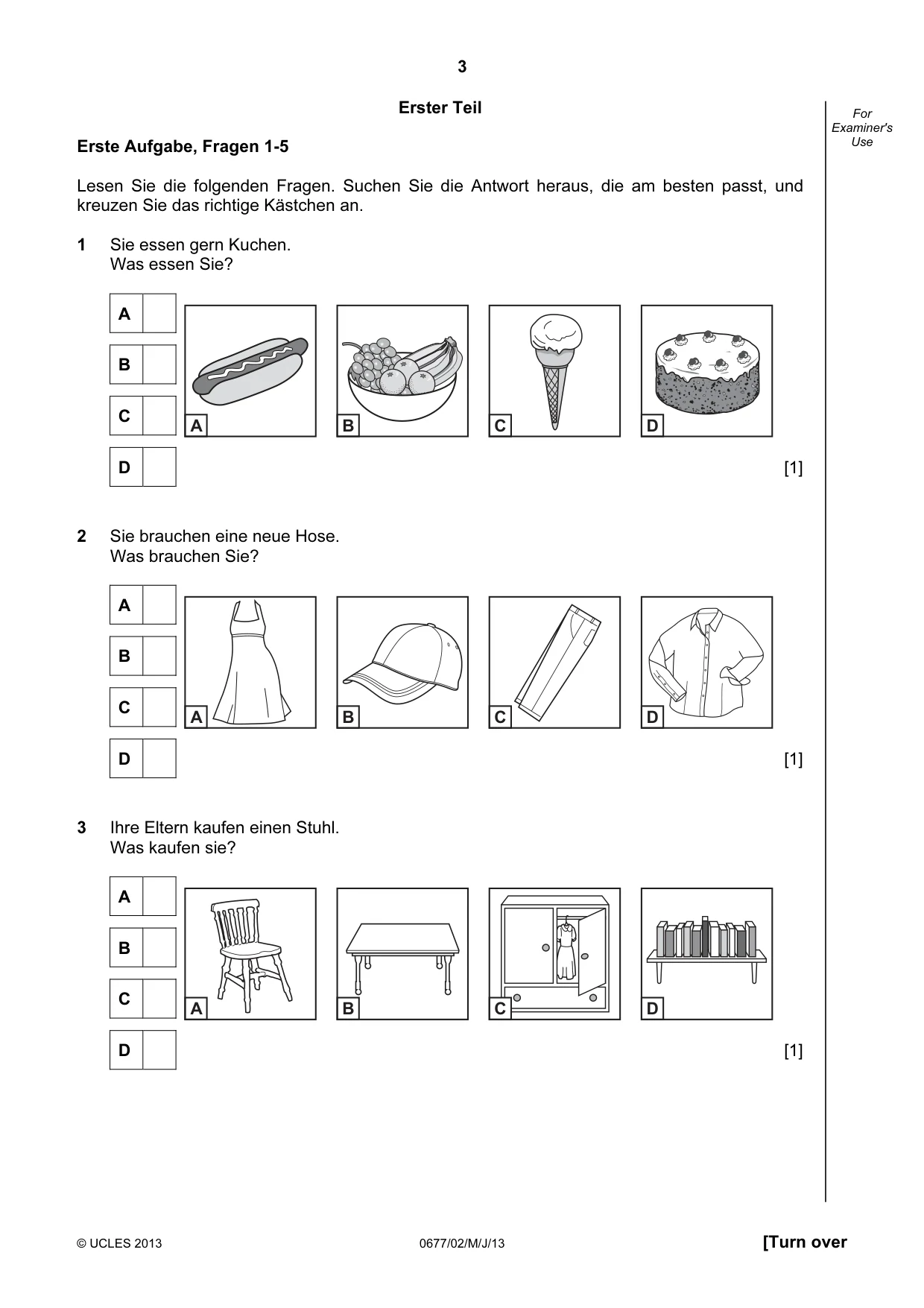 Cambridge IGCSE German - Foreign Language (UK) 0677 2013 May/June Paper 2 · Variant 1 question paper, page 3 of 20