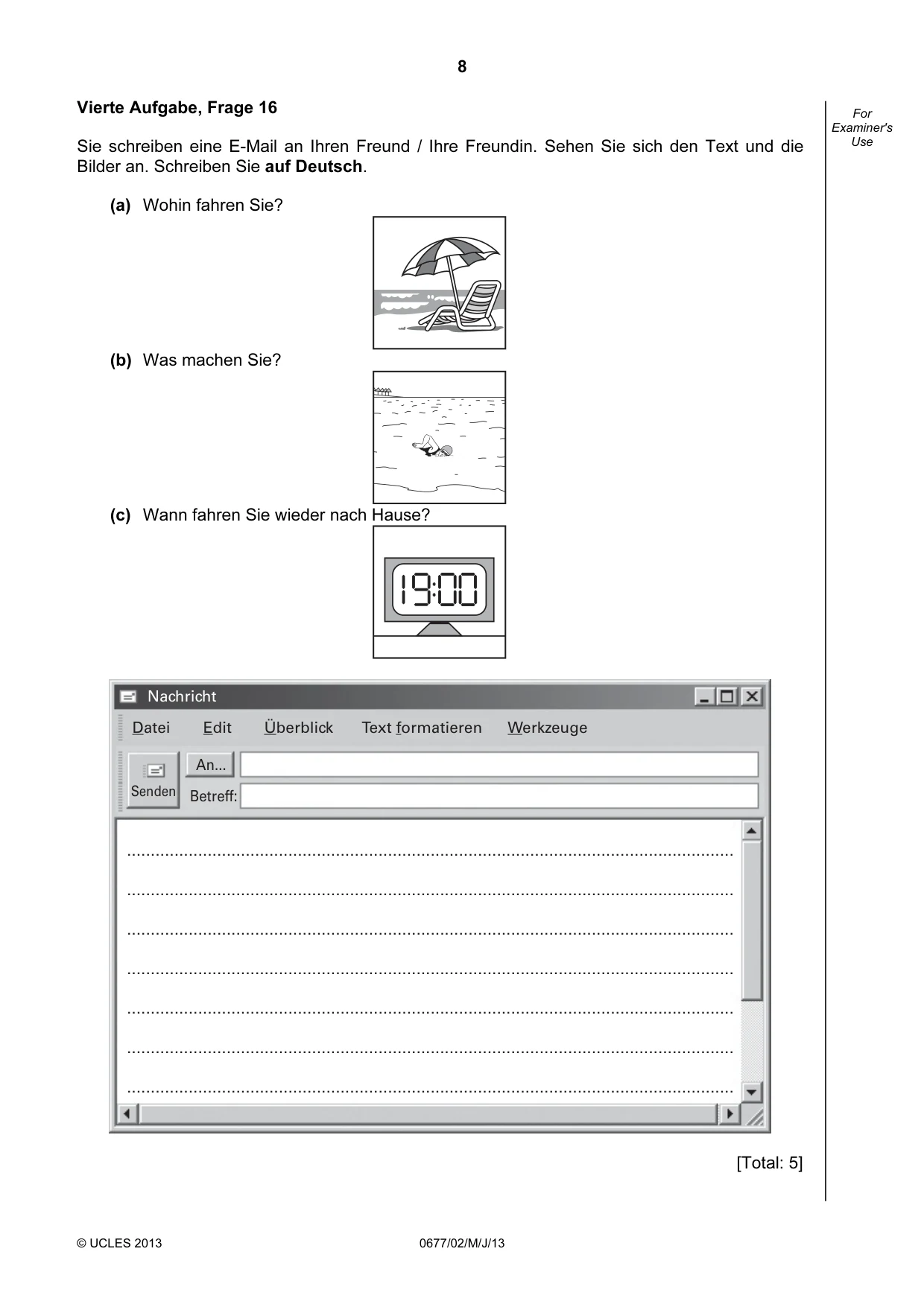 Cambridge IGCSE German - Foreign Language (UK) 0677 2013 May/June Paper 2 · Variant 1 question paper, page 8 of 20