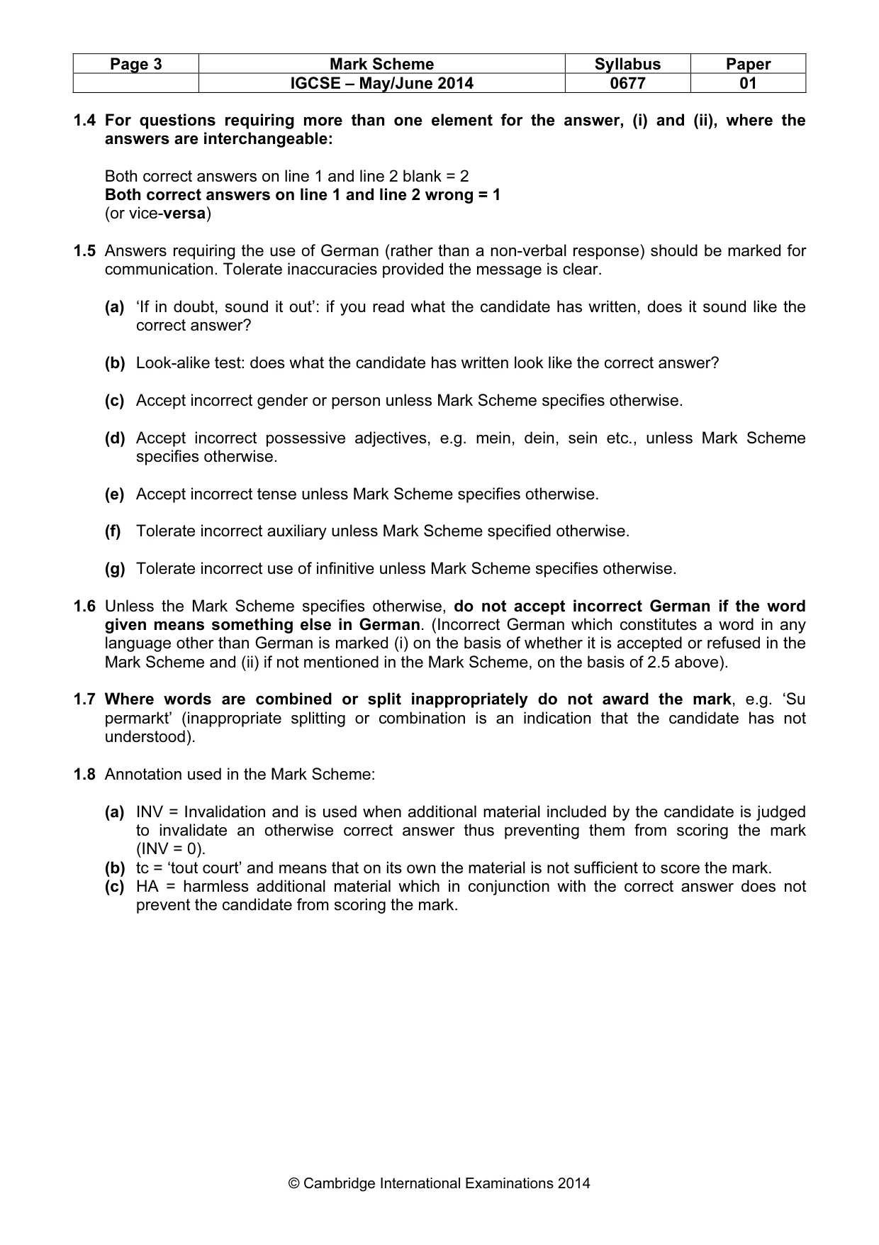 Mark scheme, page 3 of 10