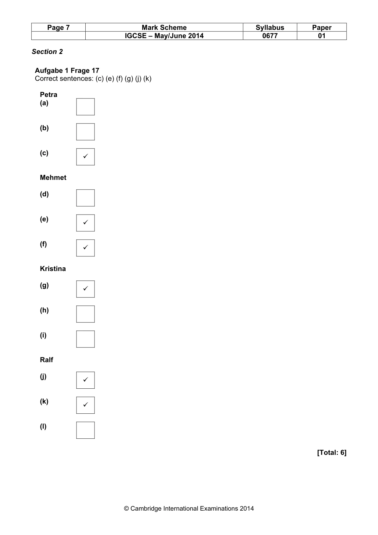 Mark scheme, page 7 of 10