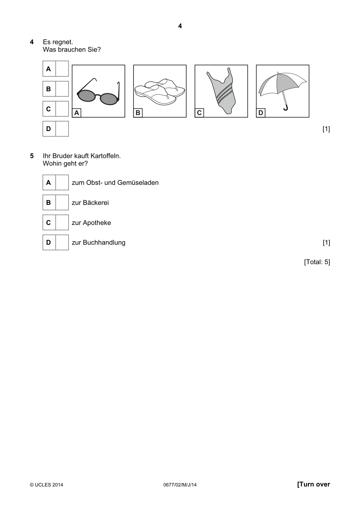 Cambridge IGCSE German - Foreign Language (UK) 0677 2014 May/June Paper 2 · Variant 0 question paper, page 4 of 20