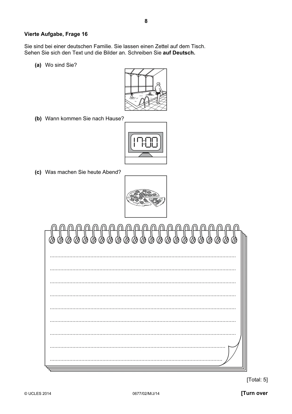Cambridge IGCSE German - Foreign Language (UK) 0677 2014 May/June Paper 2 · Variant 0 question paper, page 8 of 20
