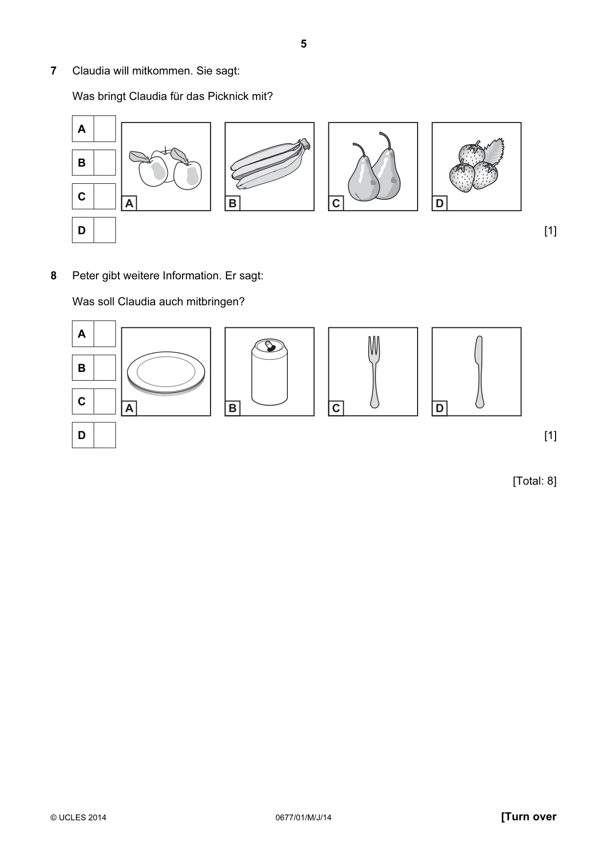 Cambridge IGCSE German - Foreign Language (UK) 0677 2014 May/June Paper 1 · Variant 1 question paper, page 5 of 16
