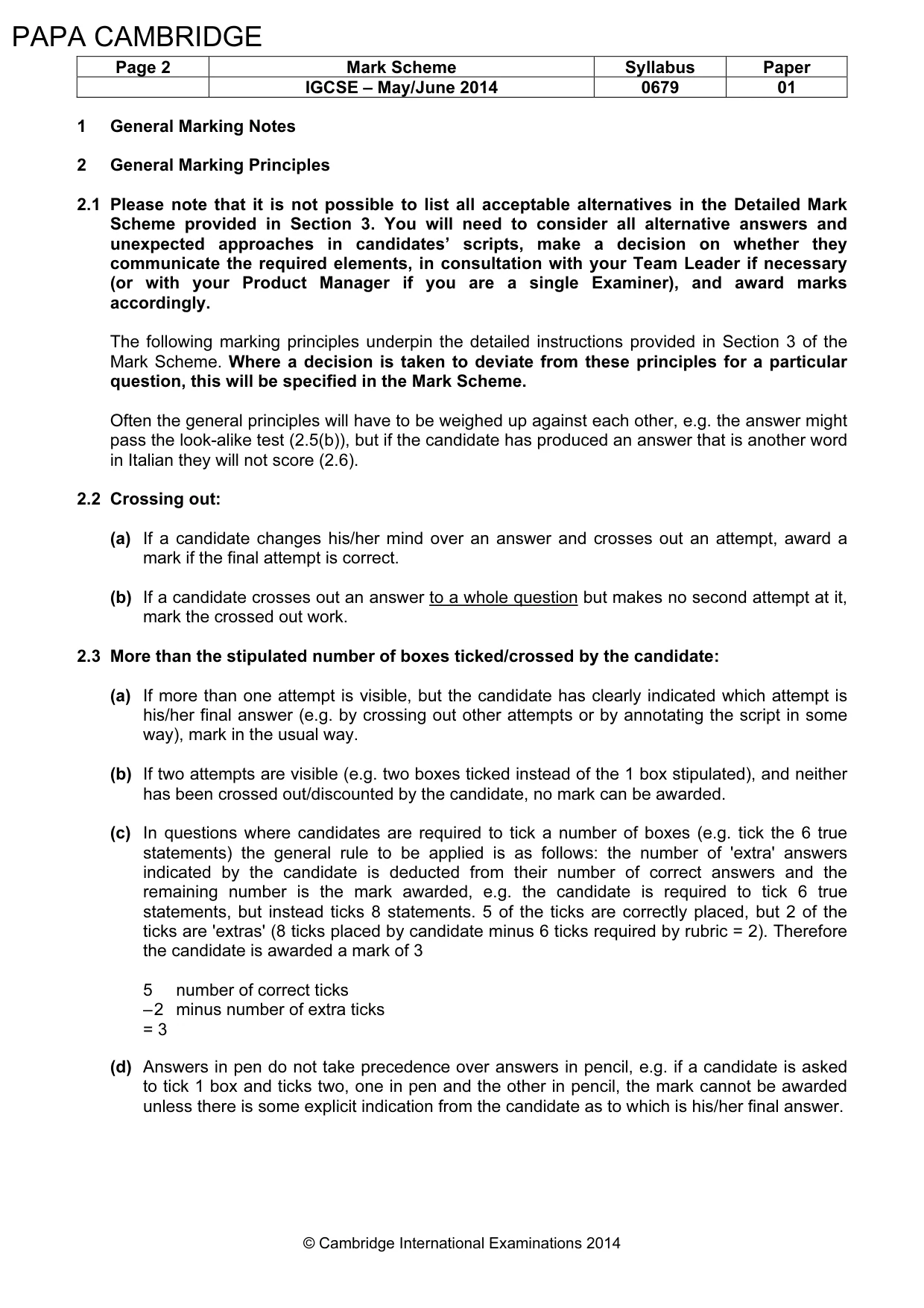 Mark scheme, page 2 of 9