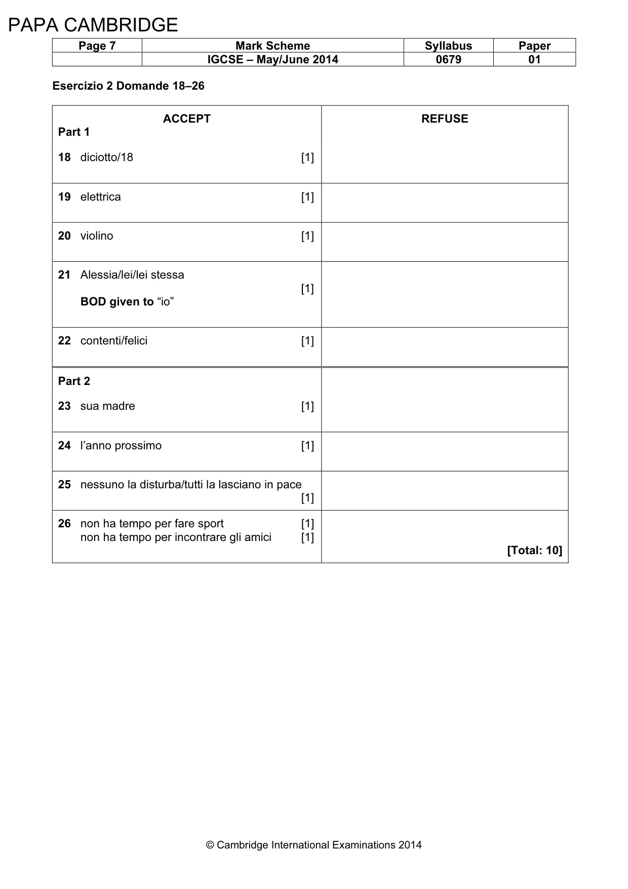 Mark scheme, page 7 of 9