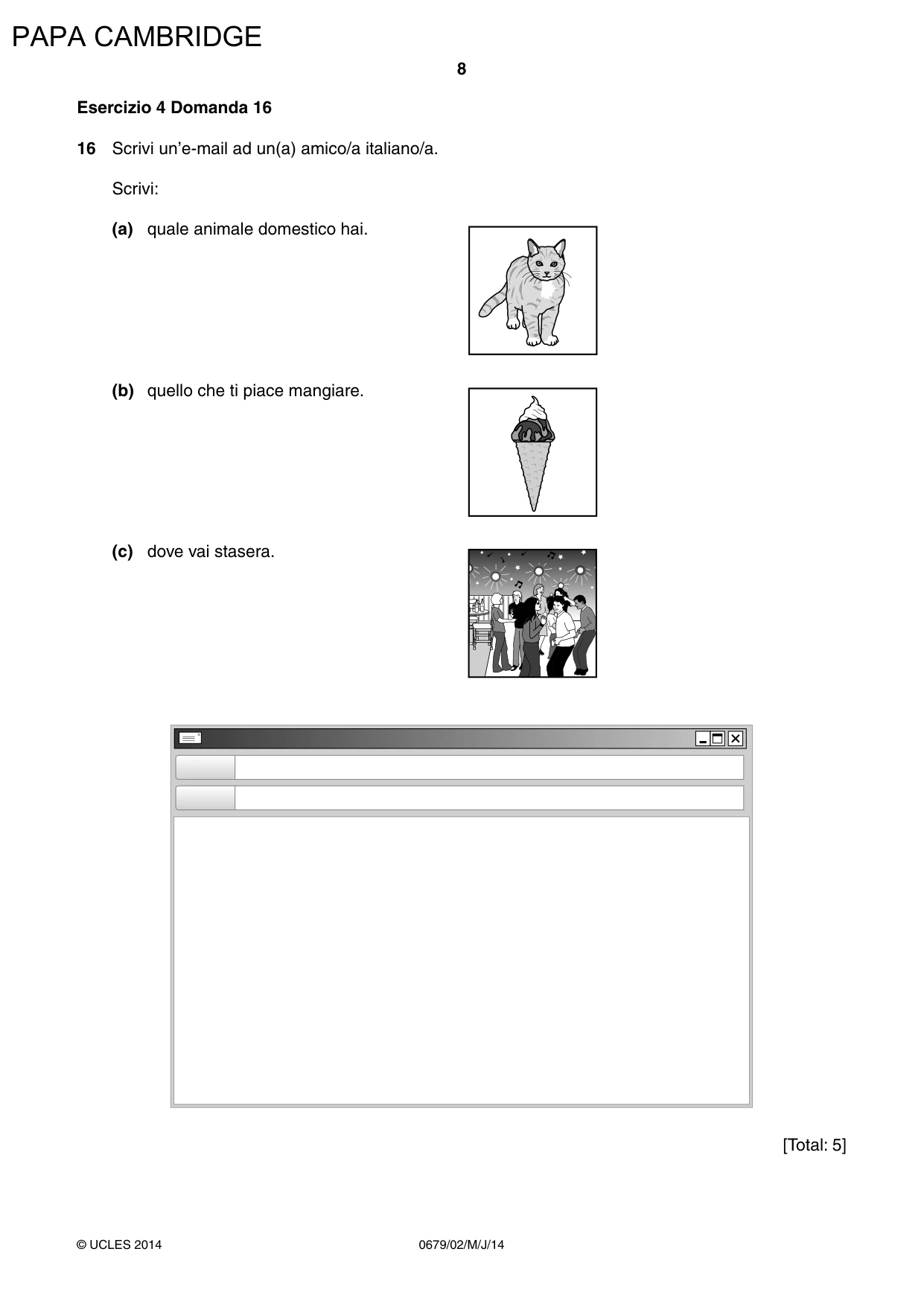 Cambridge IGCSE Italian - Foreign Language (UK) 0679 2014 May/June Paper 2 · Variant 1 question paper, page 8 of 20
