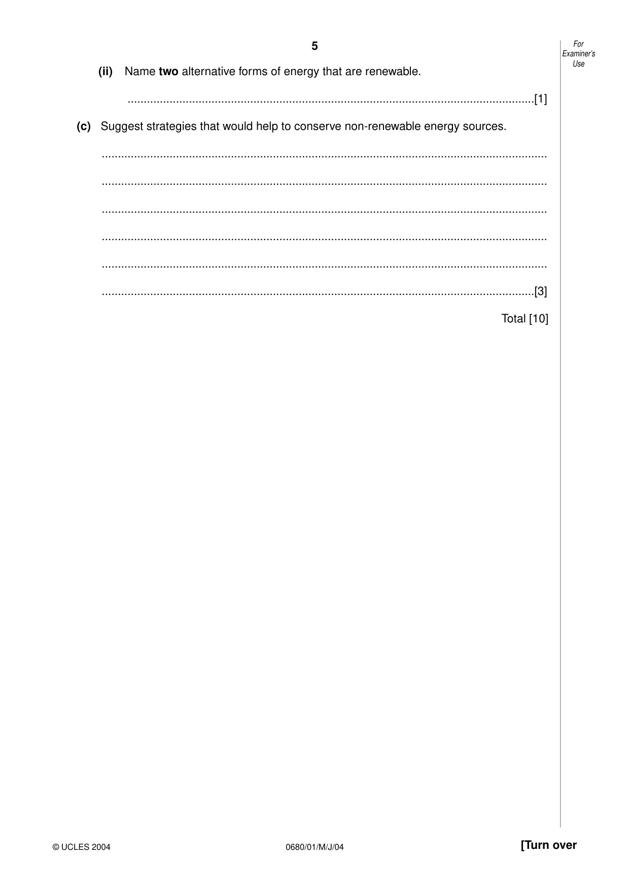 Cambridge IGCSE Environmental Management 0680 2004 May/June Paper 1 · Variant 1 question paper, page 5 of 12