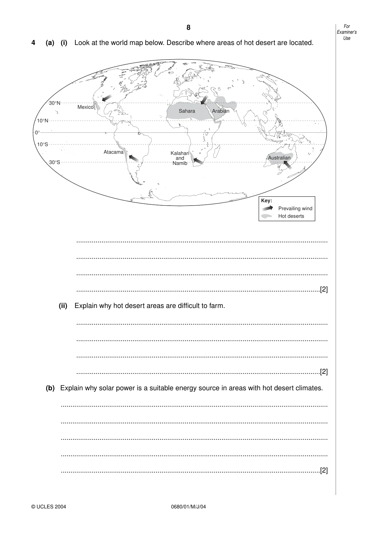 Cambridge IGCSE Environmental Management 0680 2004 May/June Paper 1 · Variant 1 question paper, page 8 of 12
