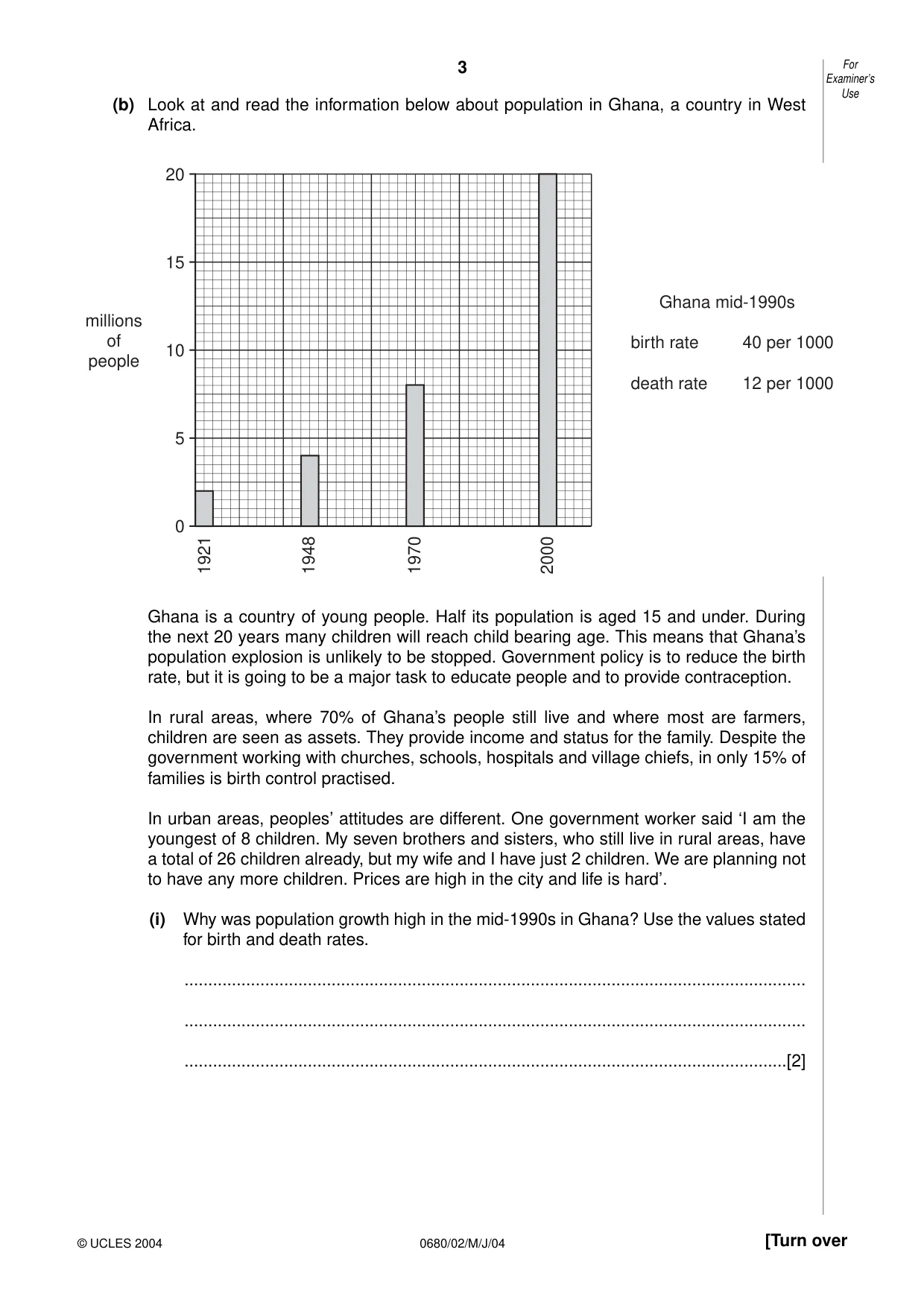 Cambridge IGCSE Environmental Management 0680 2004 May/June Paper 2 · Variant 1 question paper, page 3 of 20