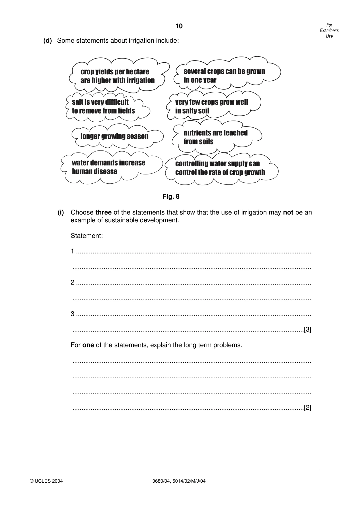 Cambridge IGCSE Environmental Management 0680 2004 May/June Paper 4 · Variant 1 question paper, page 10 of 16