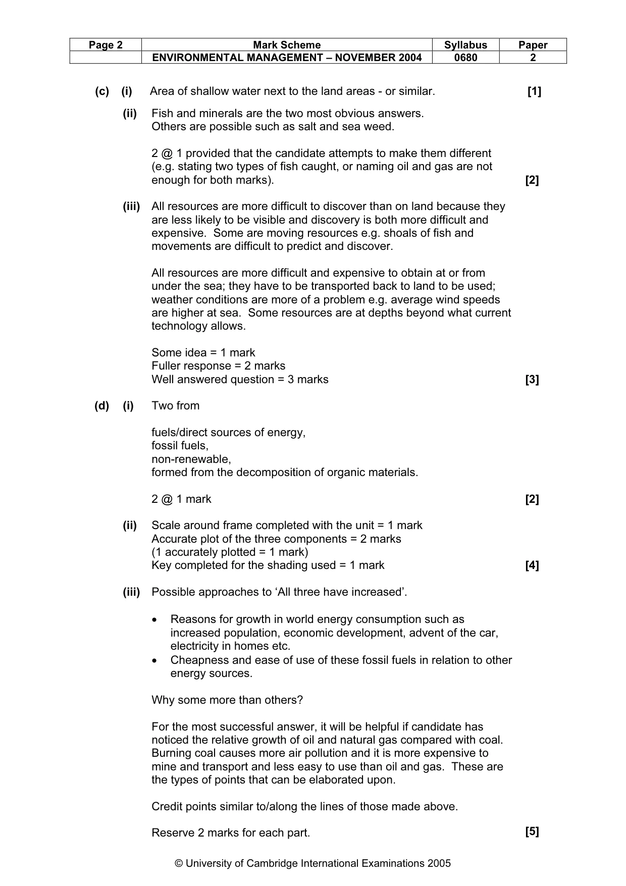 Mark scheme, page 5 of 9
