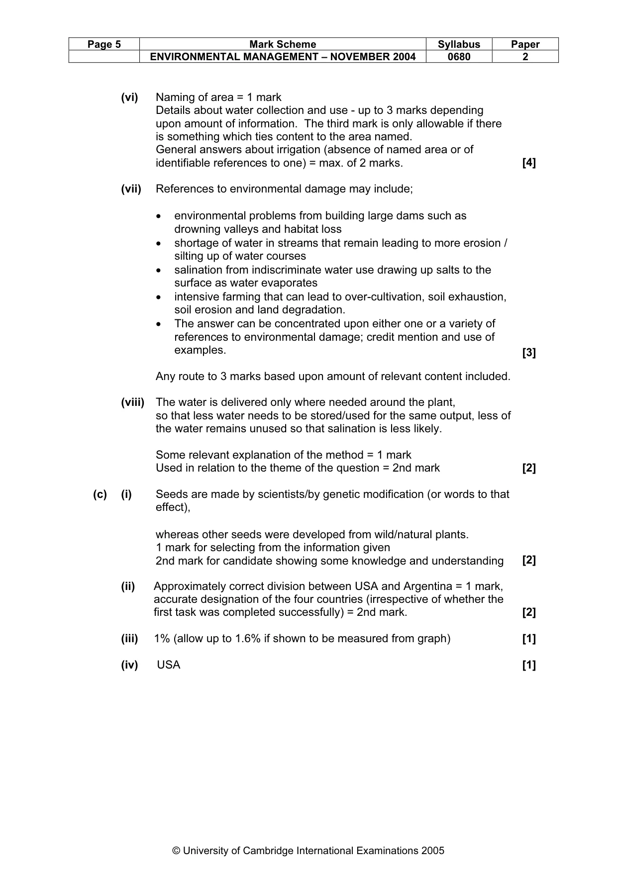 Mark scheme, page 8 of 9
