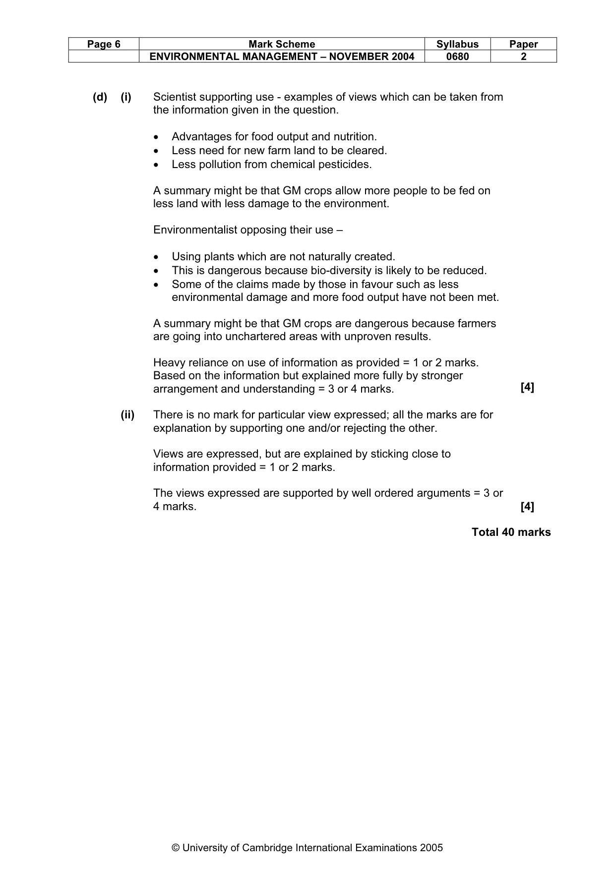 Mark scheme, page 9 of 9
