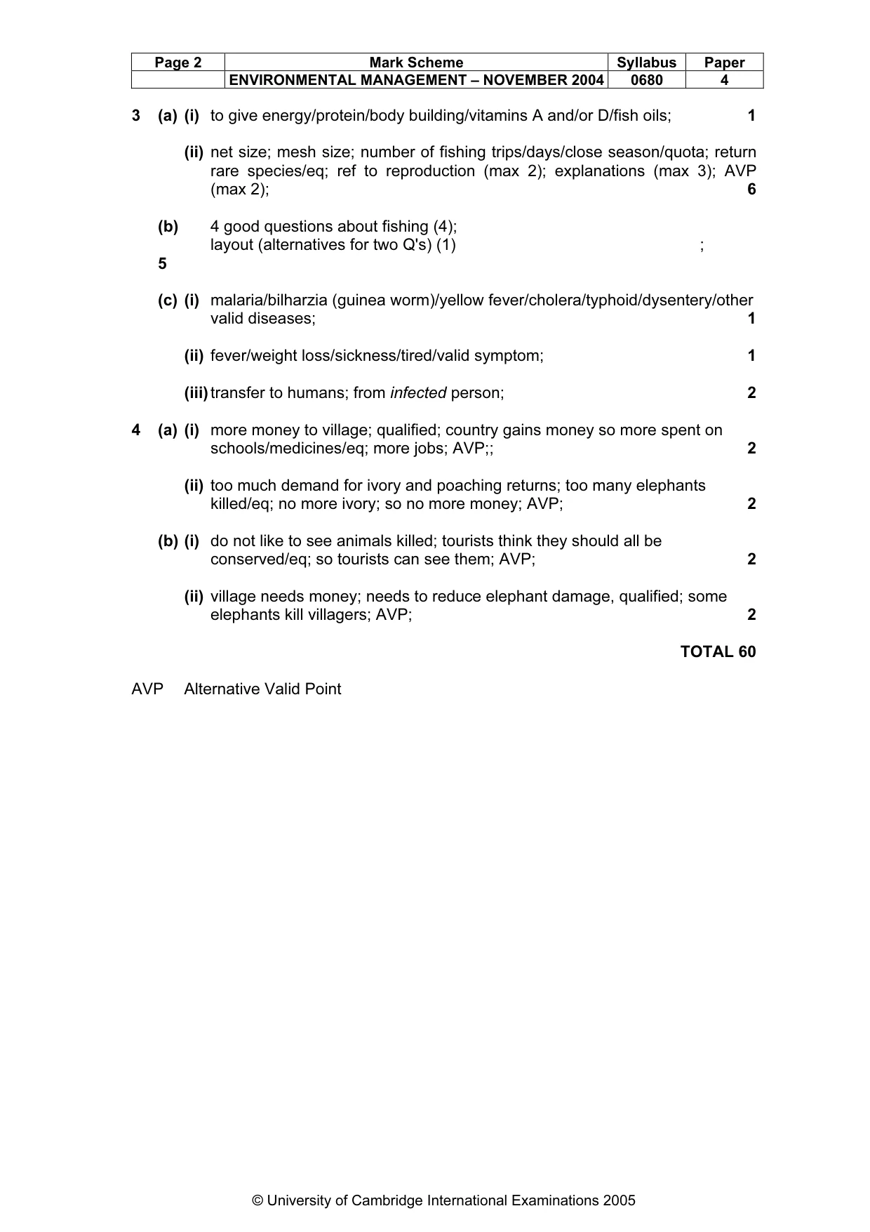 Mark scheme, page 5 of 5