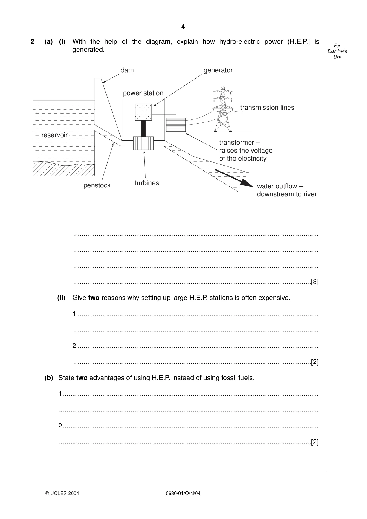 Cambridge IGCSE Environmental Management 0680 2004 Oct/Nov Paper 1 · Variant 1 question paper, page 4 of 12