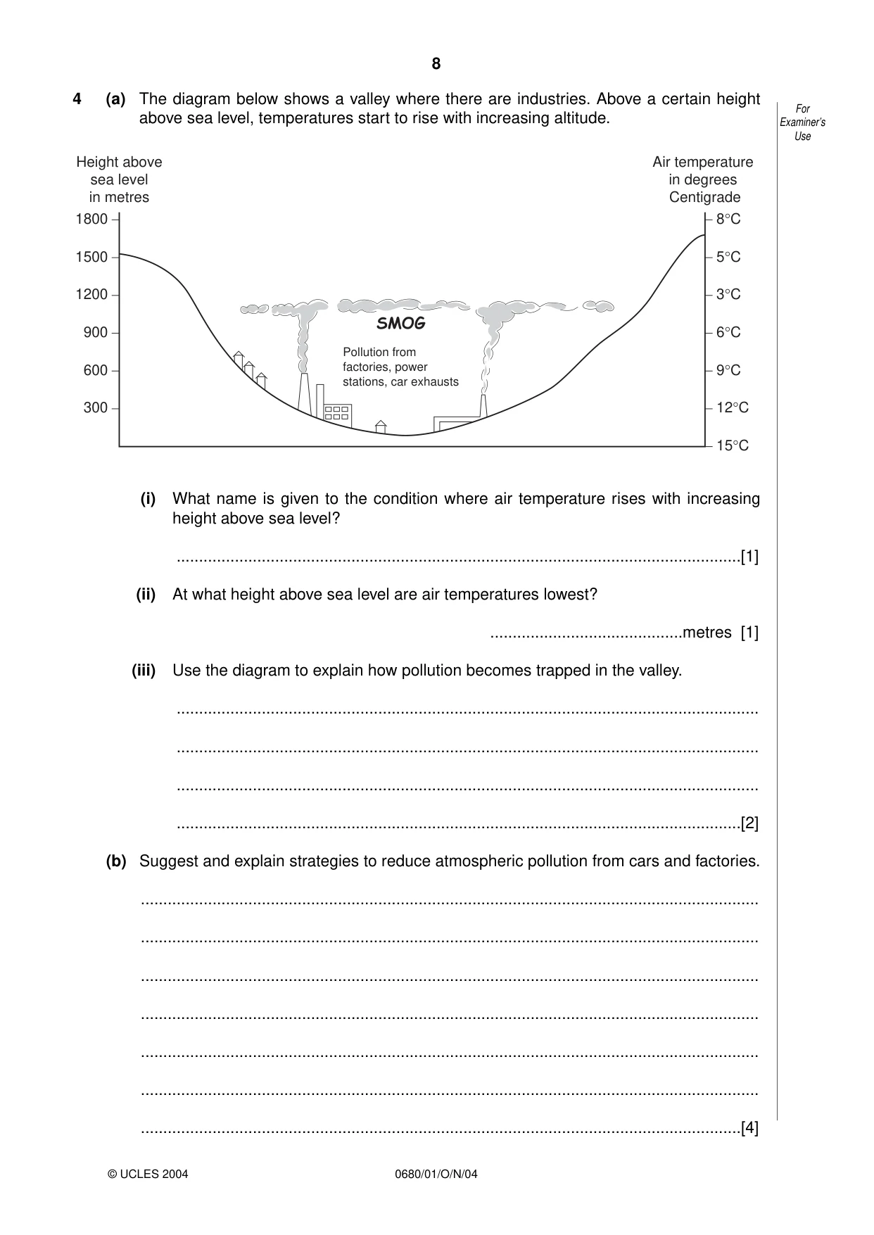 Cambridge IGCSE Environmental Management 0680 2004 Oct/Nov Paper 1 · Variant 1 question paper, page 8 of 12
