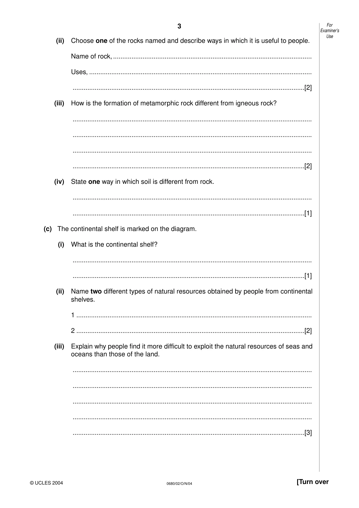 Cambridge IGCSE Environmental Management 0680 2004 Oct/Nov Paper 2 · Variant 1 question paper, page 3 of 16