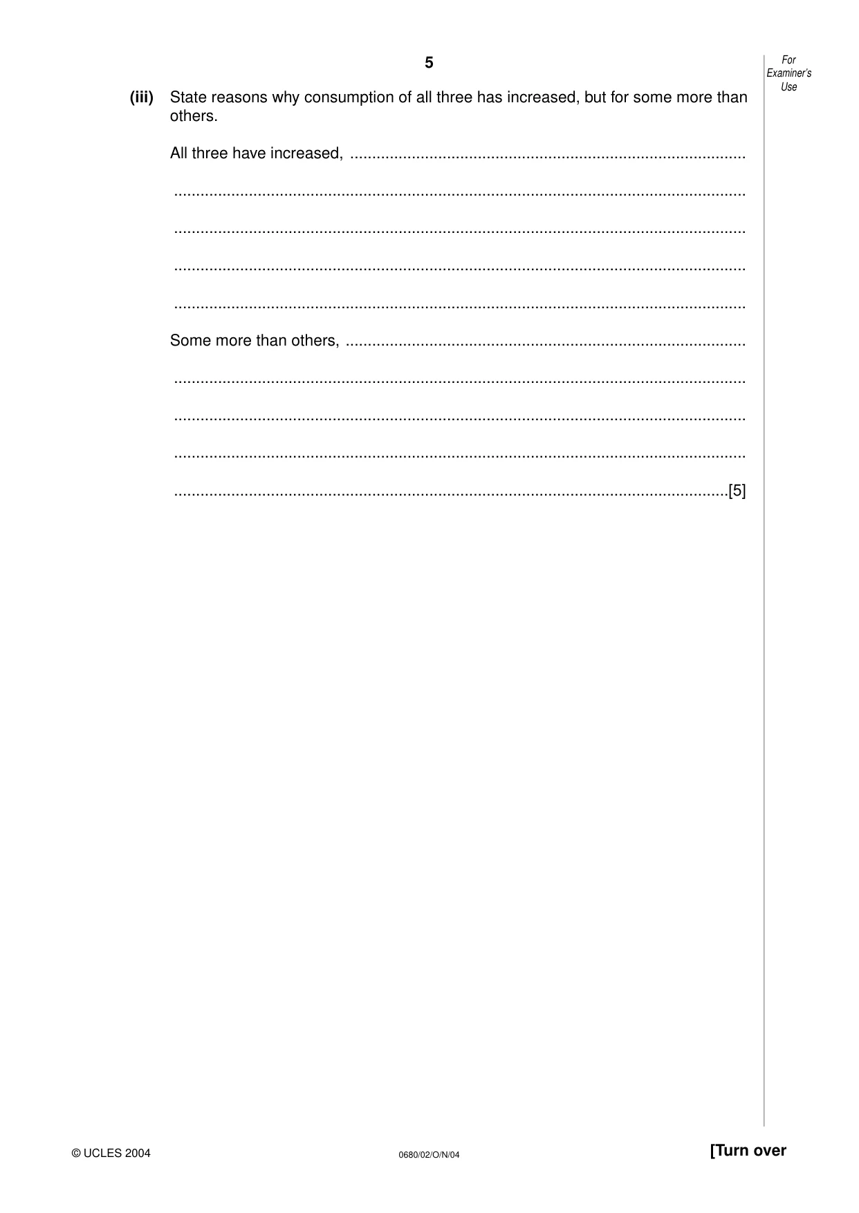 Cambridge IGCSE Environmental Management 0680 2004 Oct/Nov Paper 2 · Variant 1 question paper, page 5 of 16