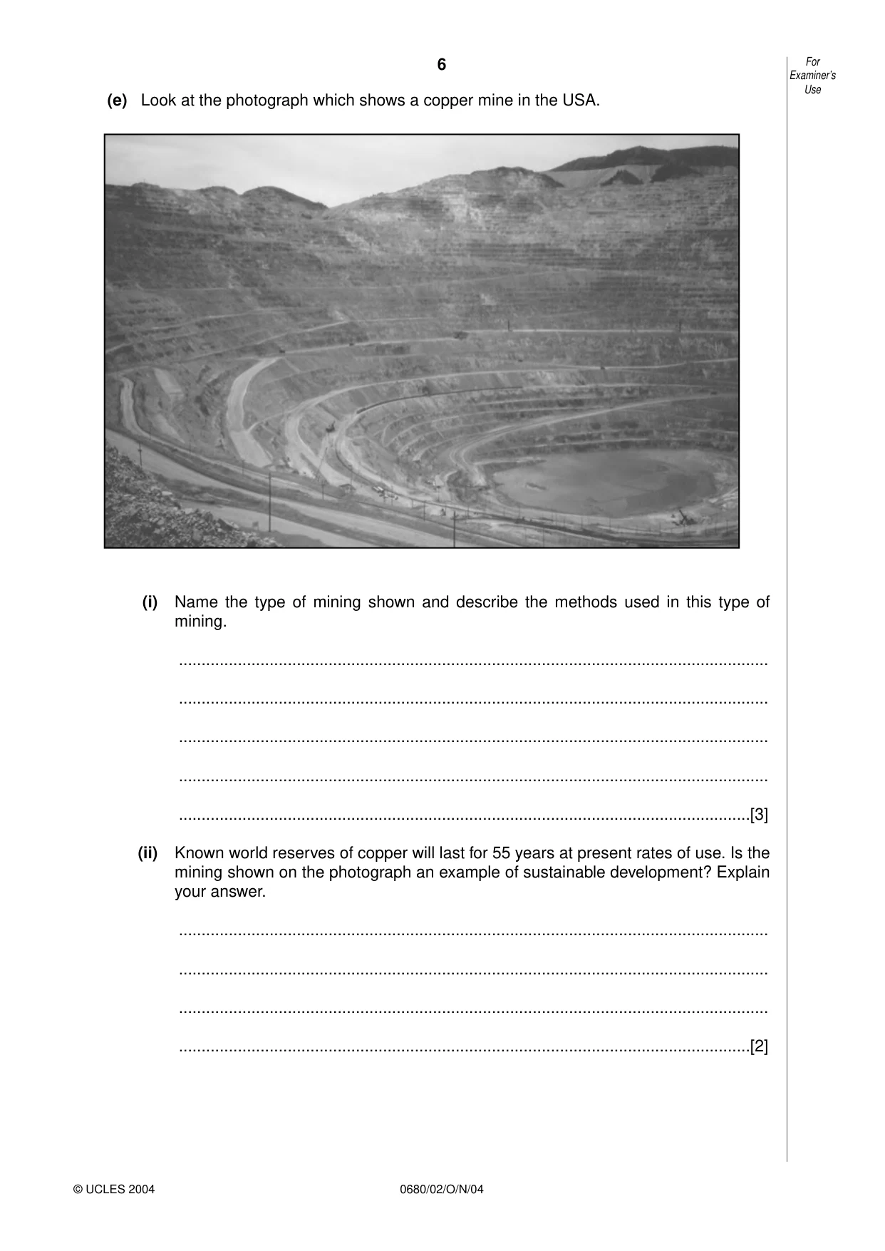 Cambridge IGCSE Environmental Management 0680 2004 Oct/Nov Paper 2 · Variant 1 question paper, page 6 of 16