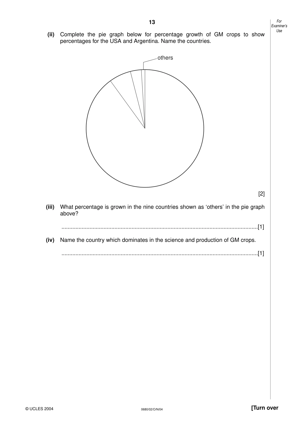Cambridge IGCSE Environmental Management 0680 2004 Oct/Nov Paper 2 · Variant 1 question paper, page 13 of 16