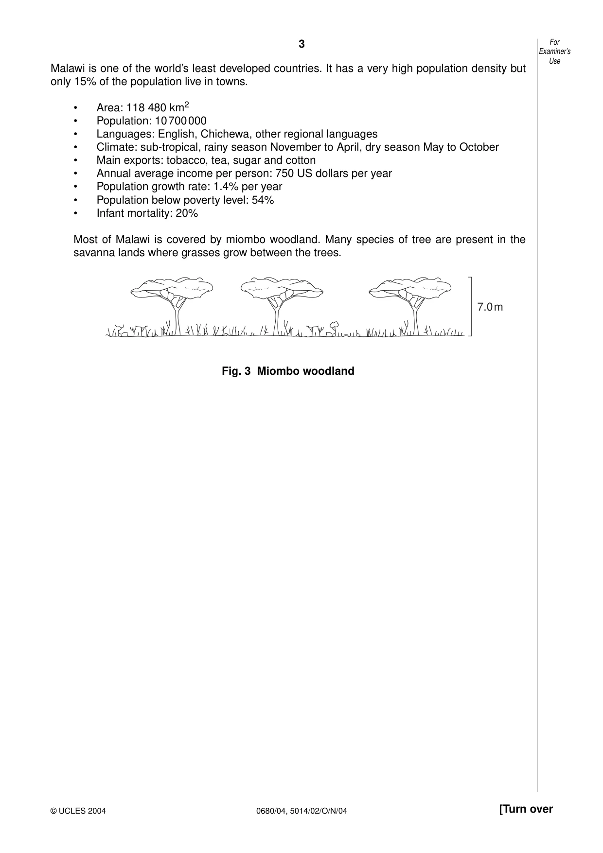 Cambridge IGCSE Environmental Management 0680 2004 Oct/Nov Paper 4 · Variant 1 question paper, page 3 of 16