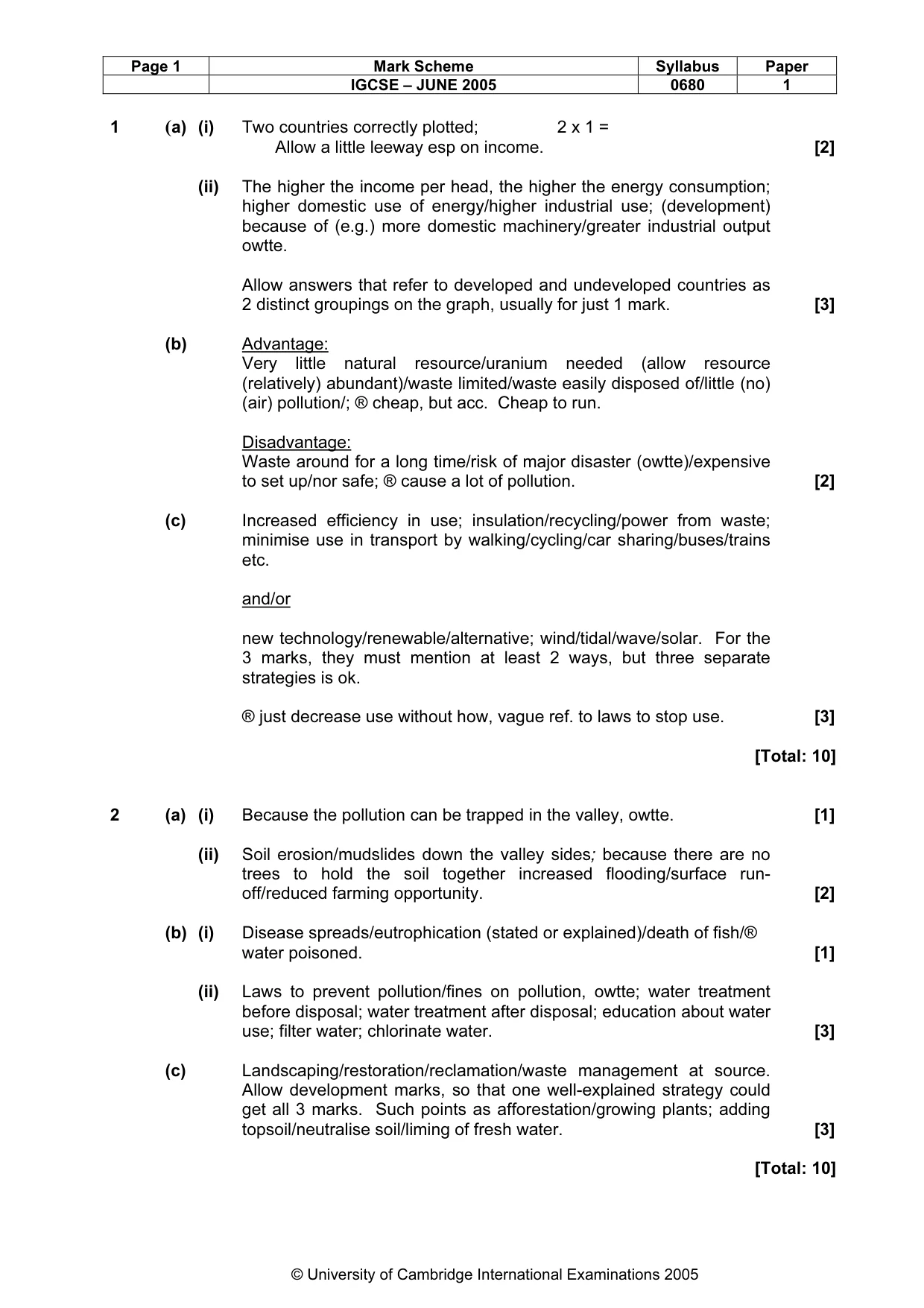 Mark scheme, page 4 of 6