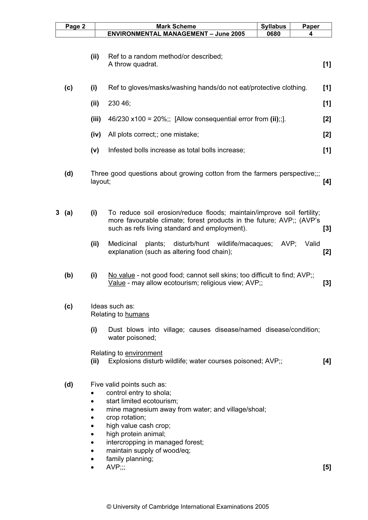 Mark scheme, page 5 of 5