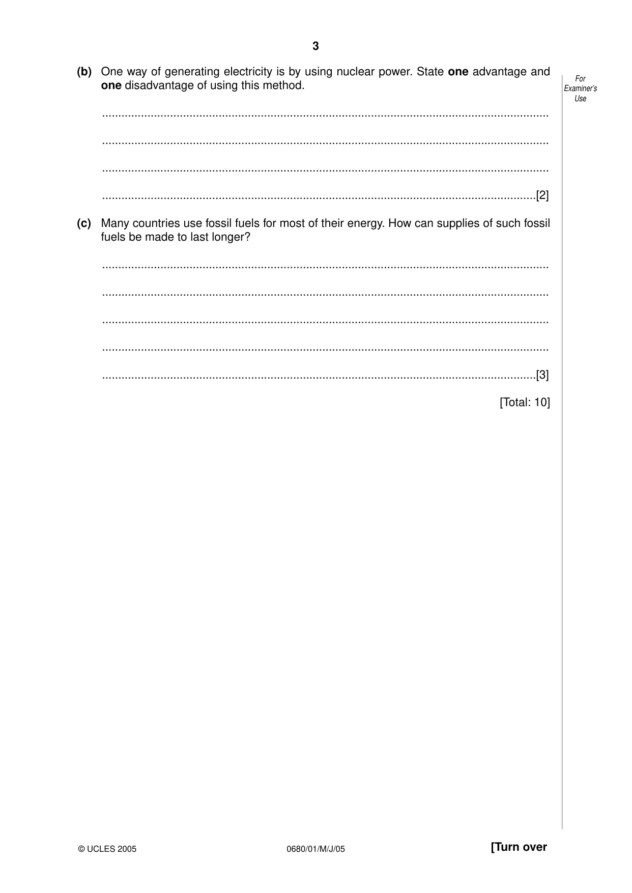 Cambridge IGCSE Environmental Management 0680 2005 May/June Paper 1 · Variant 1 question paper, page 3 of 16