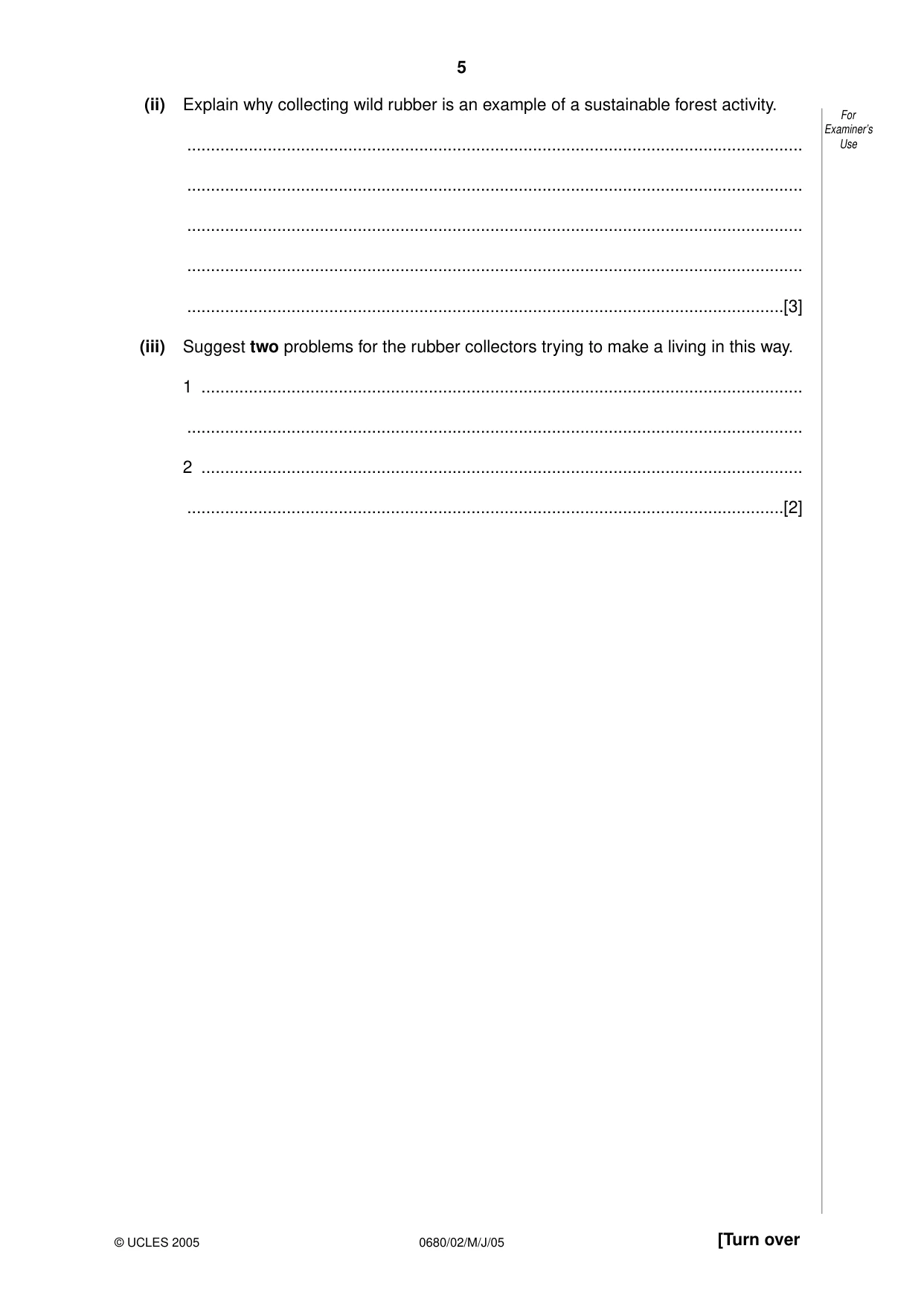 Cambridge IGCSE Environmental Management 0680 2005 May/June Paper 2 · Variant 1 question paper, page 5 of 16