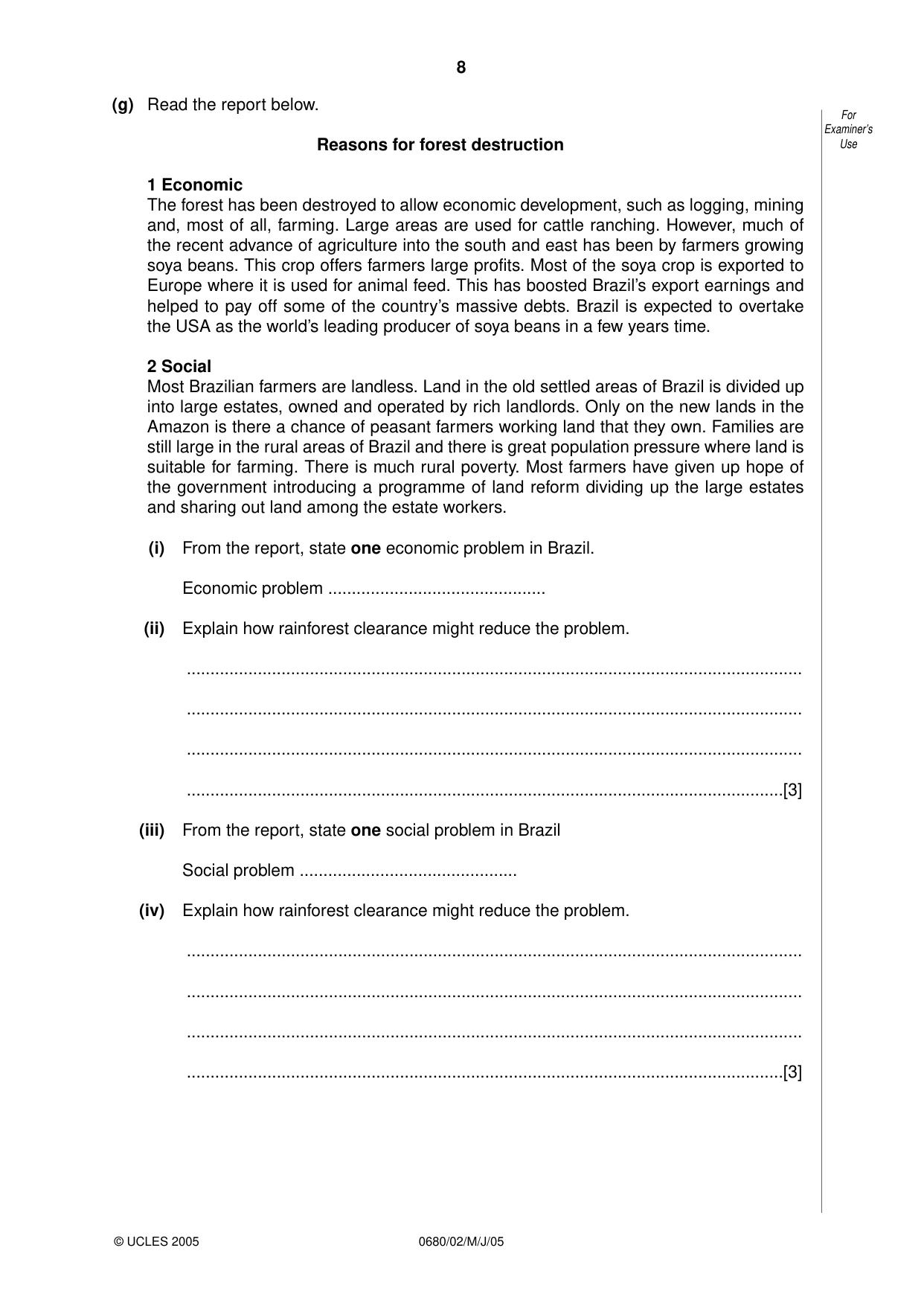 Cambridge IGCSE Environmental Management 0680 2005 May/June Paper 2 · Variant 1 question paper, page 8 of 16