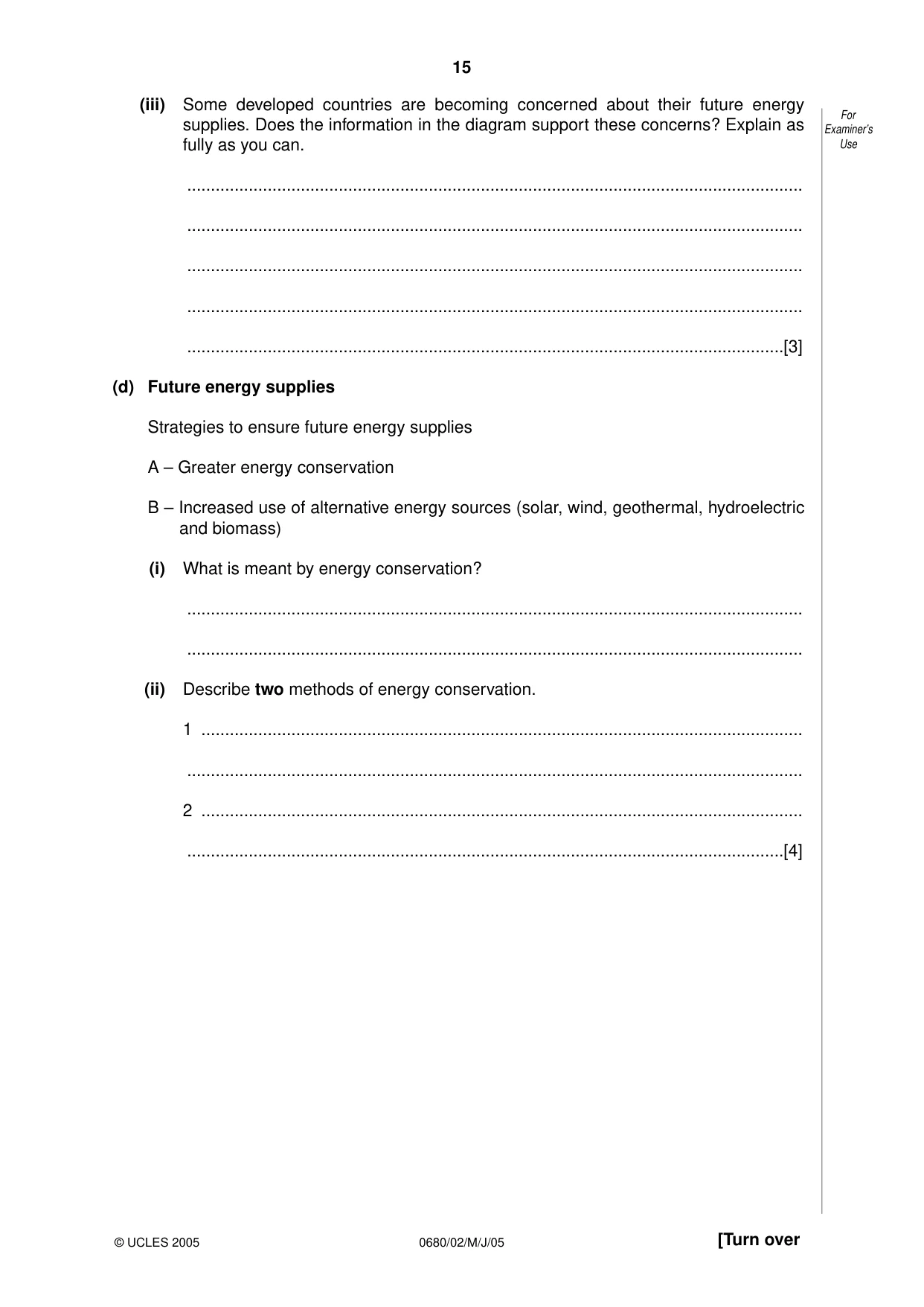 Cambridge IGCSE Environmental Management 0680 2005 May/June Paper 2 · Variant 1 question paper, page 15 of 16