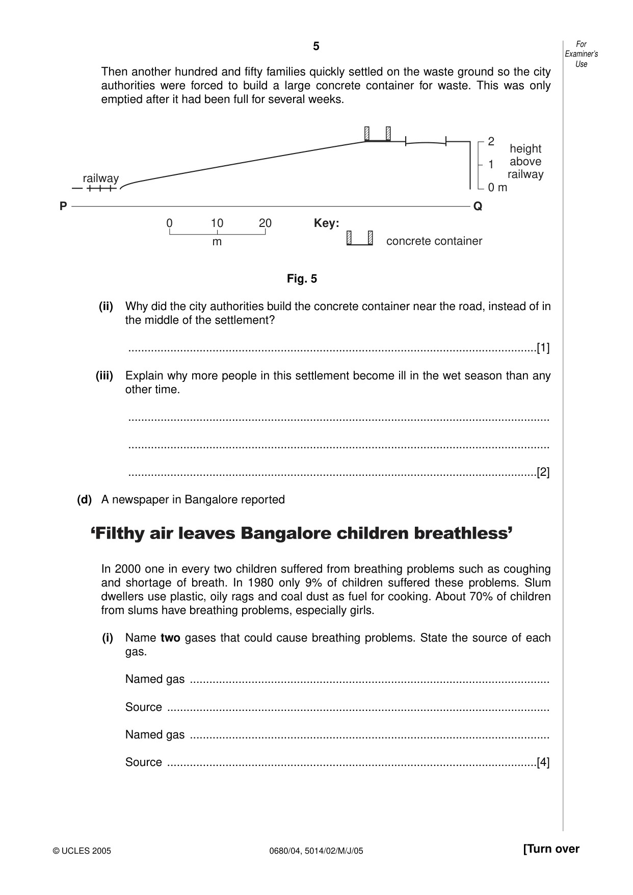 Cambridge IGCSE Environmental Management 0680 2005 May/June Paper 4 · Variant 1 question paper, page 5 of 16