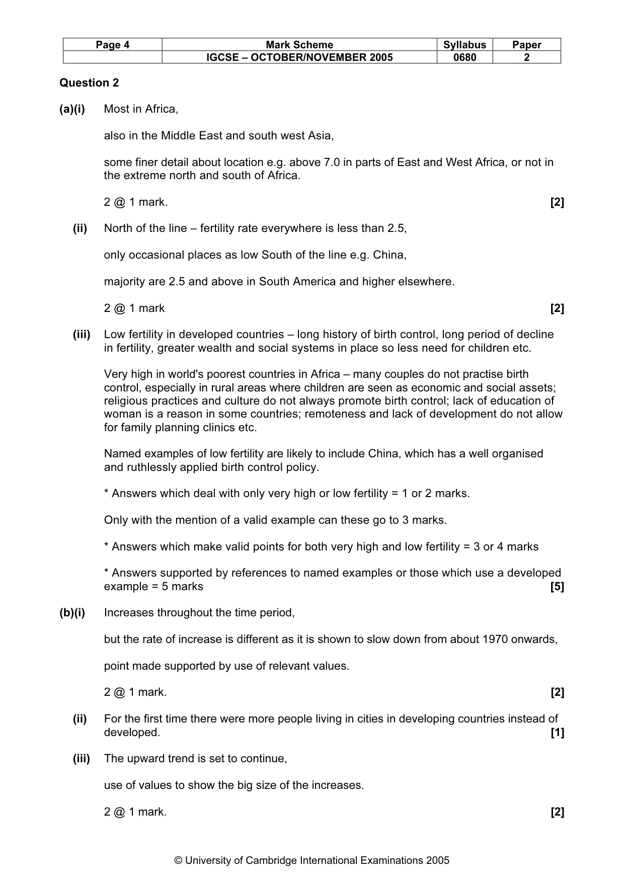 Mark scheme, page 5 of 7