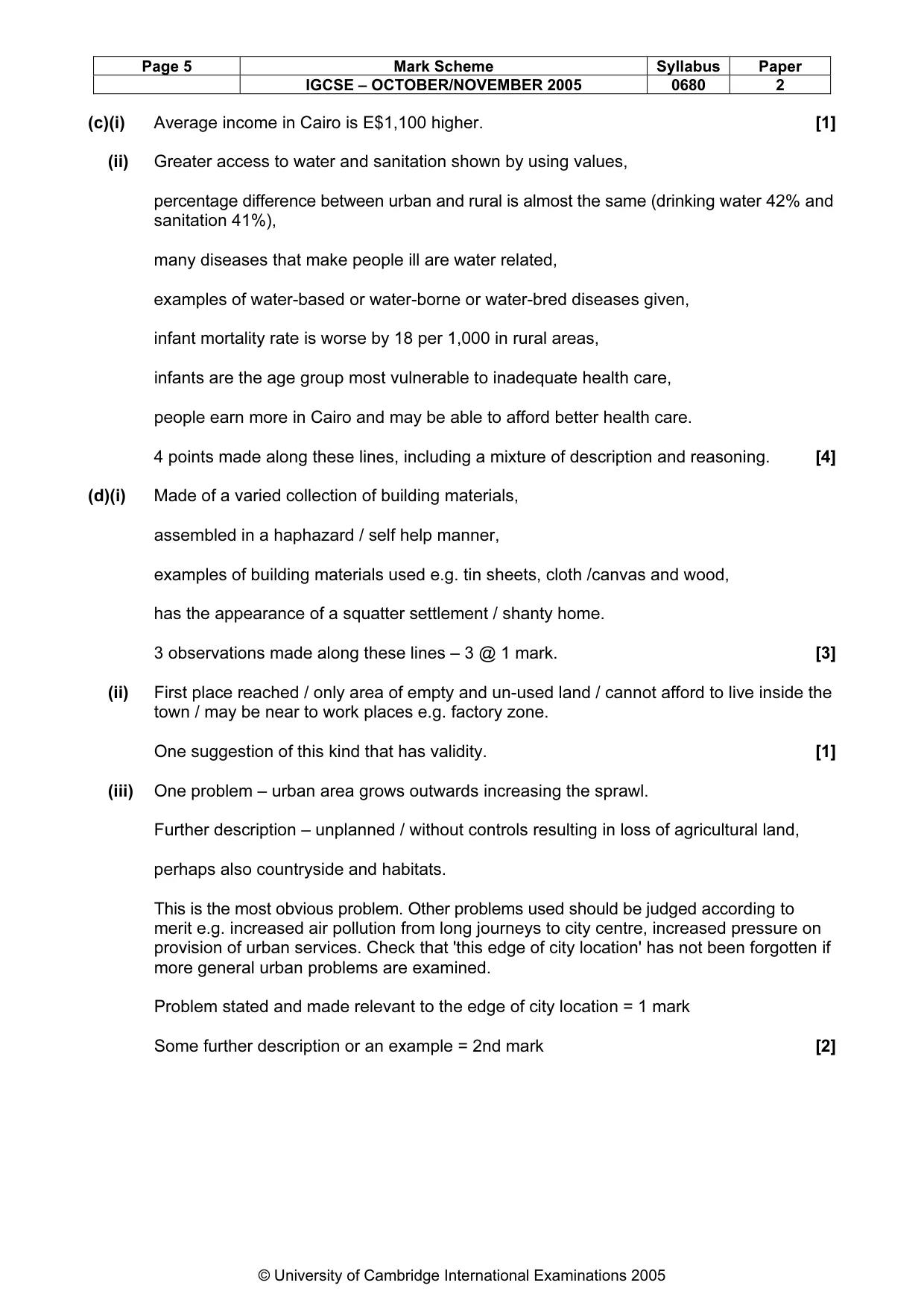 Mark scheme, page 6 of 7