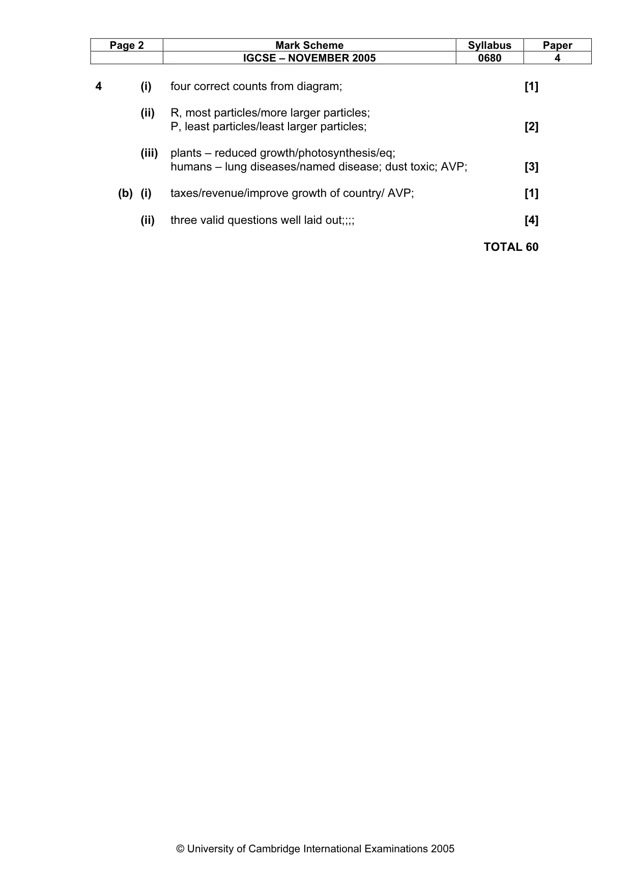 Mark scheme, page 3 of 3