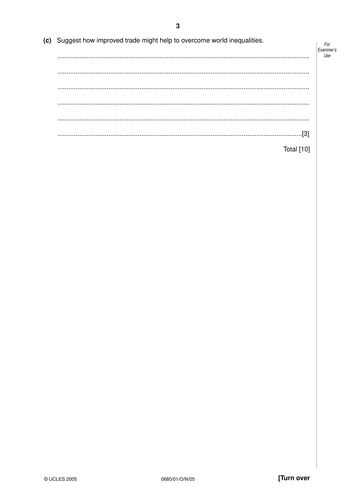 Cambridge IGCSE Environmental Management 0680 2005 Oct/Nov Paper 1 · Variant 1 question paper, page 3 of 16