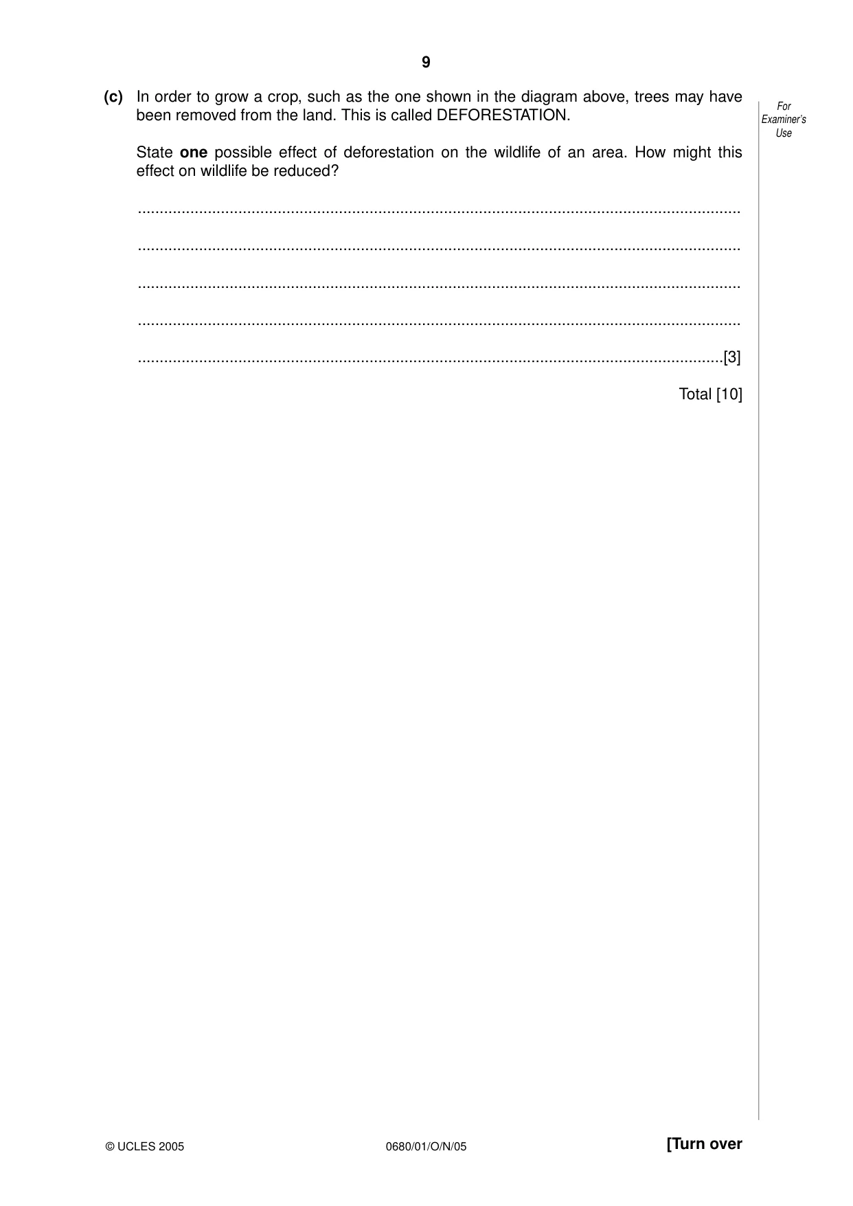 Cambridge IGCSE Environmental Management 0680 2005 Oct/Nov Paper 1 · Variant 1 question paper, page 9 of 16