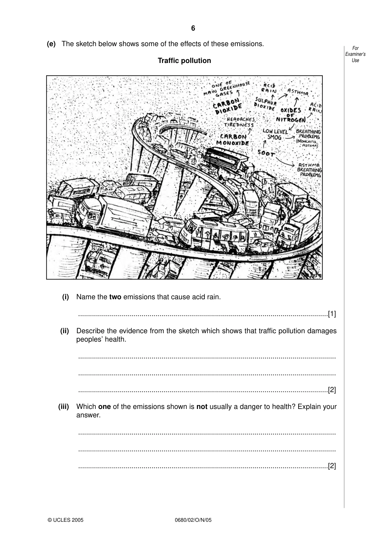 Cambridge IGCSE Environmental Management 0680 2005 Oct/Nov Paper 2 · Variant 1 question paper, page 6 of 16