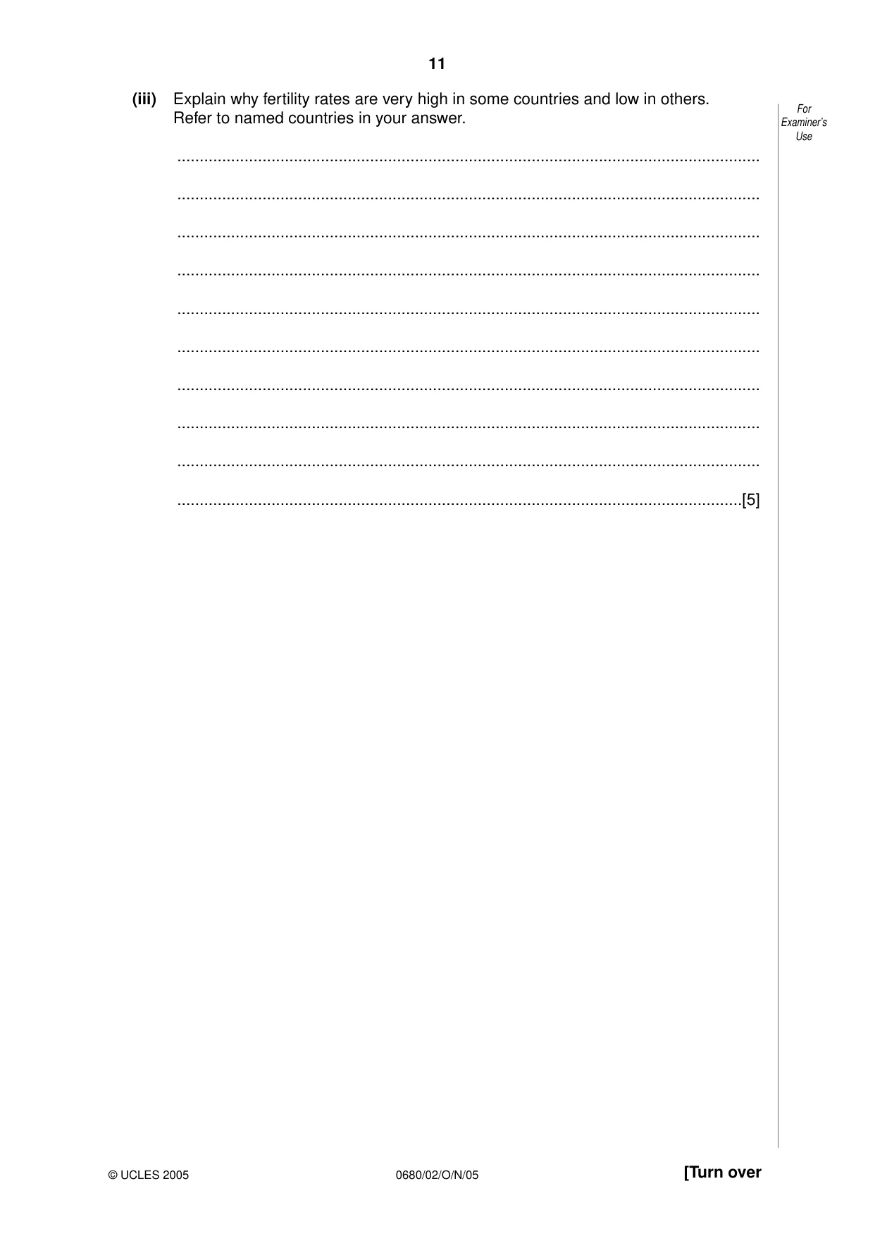 Cambridge IGCSE Environmental Management 0680 2005 Oct/Nov Paper 2 · Variant 1 question paper, page 11 of 16